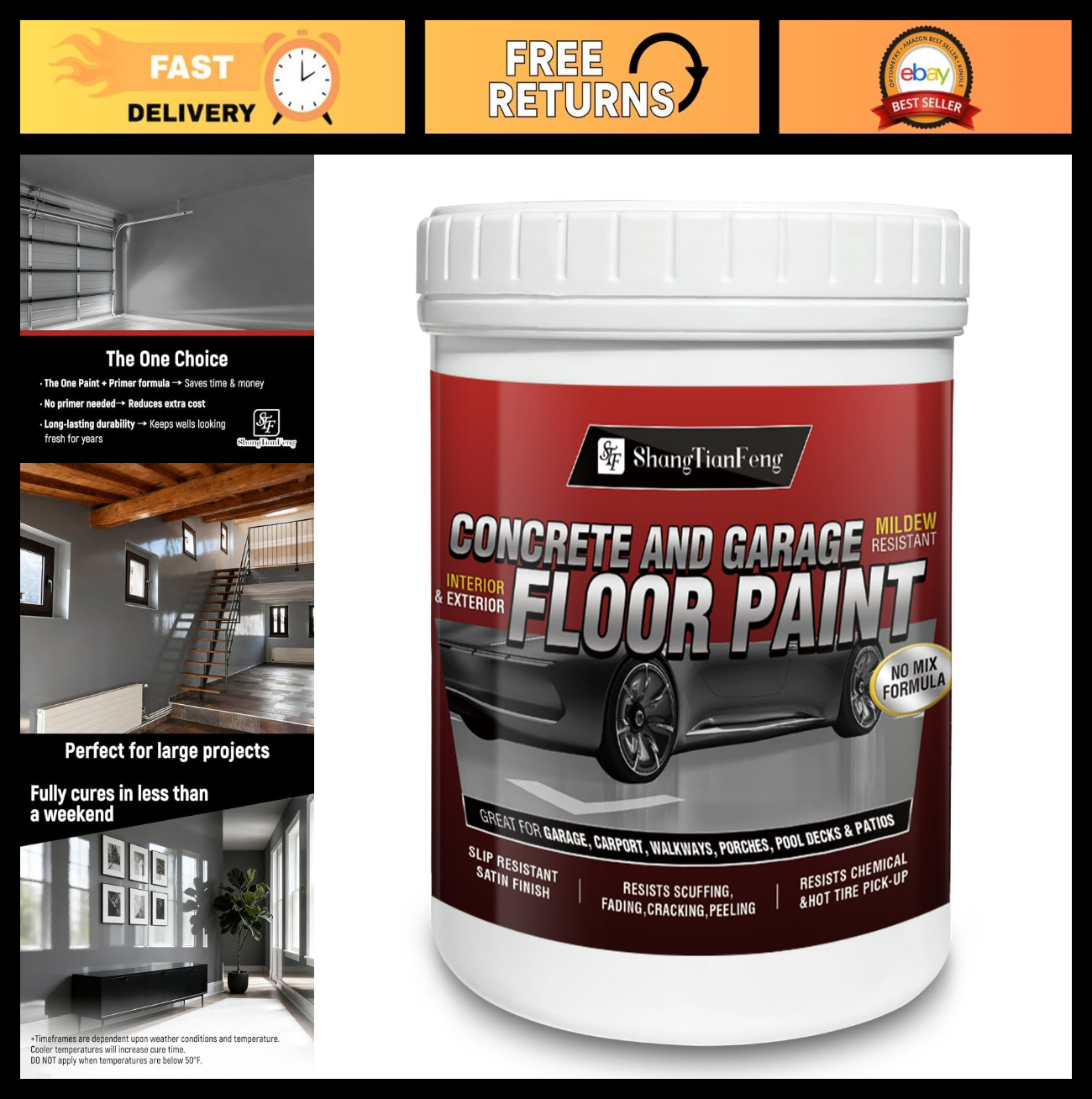 Epoxy Floor Paint Kit 1 Gallon – Sea Gray Concrete Coating for Garages & Basemen