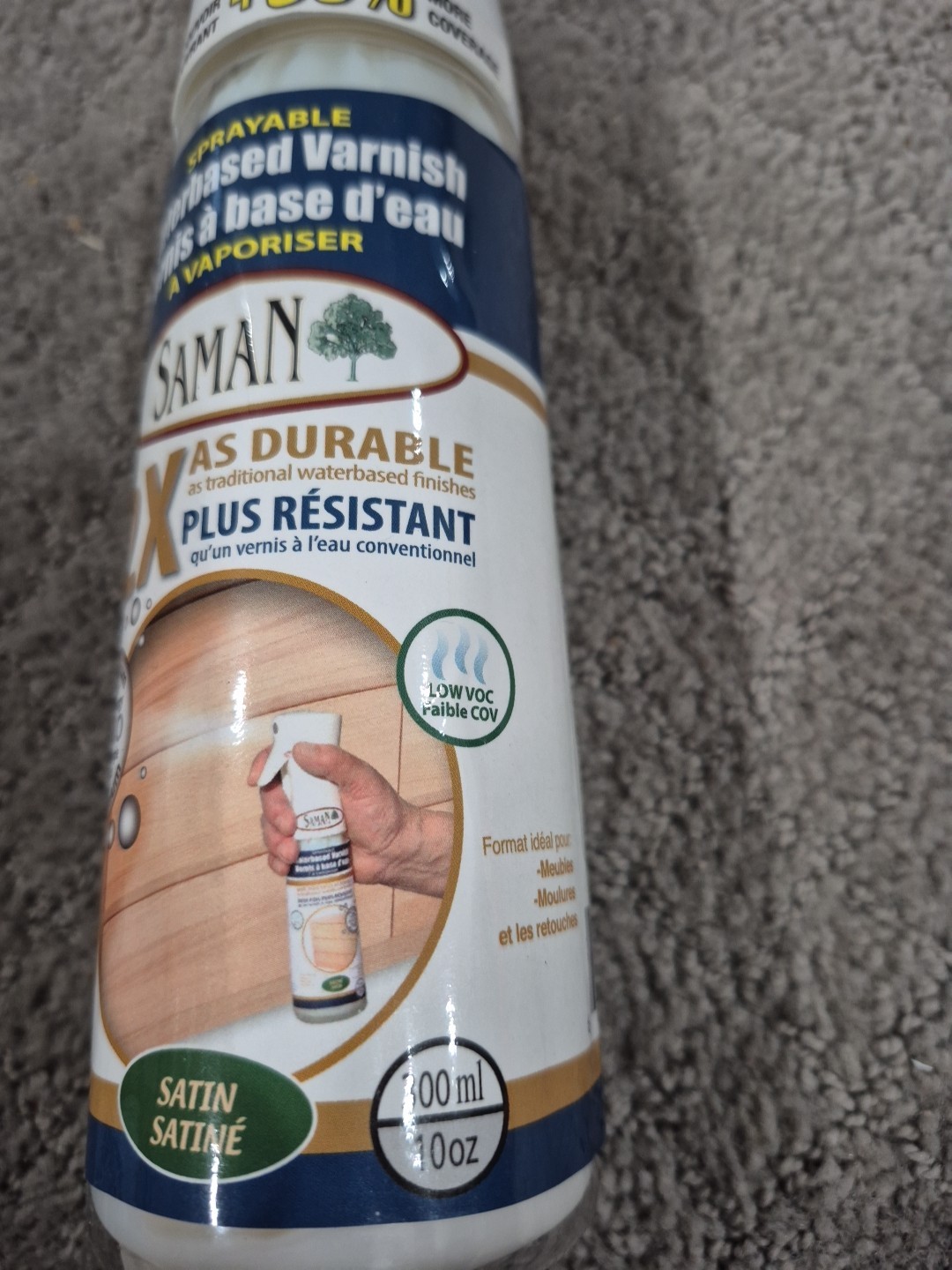 Saman Waterbased Satn Varnish 2x Durable Spray Protects Decorative Surfaces A9