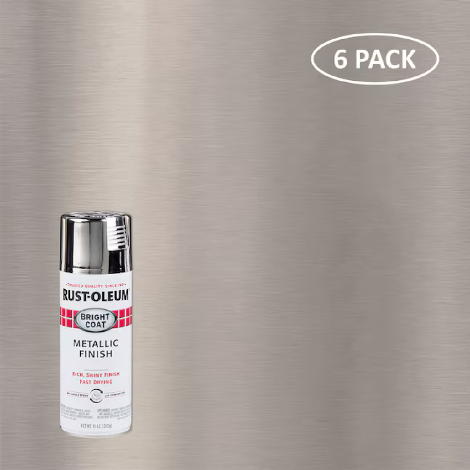 (6 PK) MultiColor, Rust-Oleum Stops Rust Bright Coat Metallic Spray Paint, 11 oz