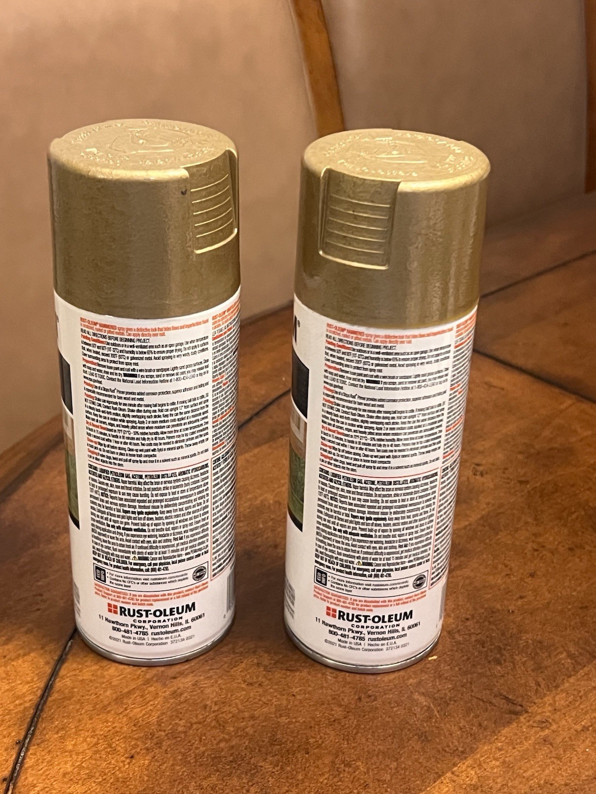 Lot Of 2 Rust-Oleum 7210 Stops Rust Hammered Gold Spray Paint 12 oz New