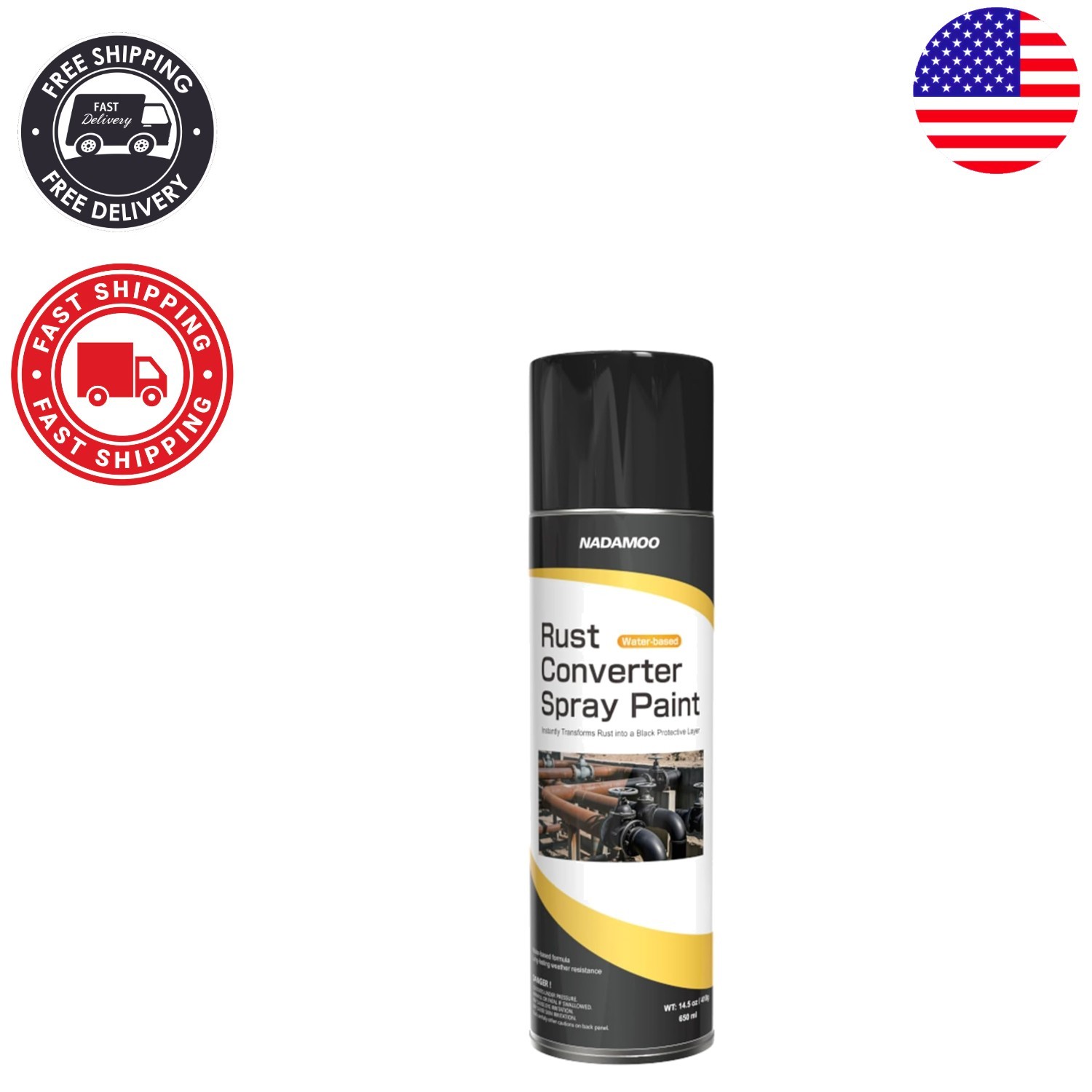 Protective Black Matte Rust Converter Spray Paint – 650ml, 15-17 Sq.ft Coverage