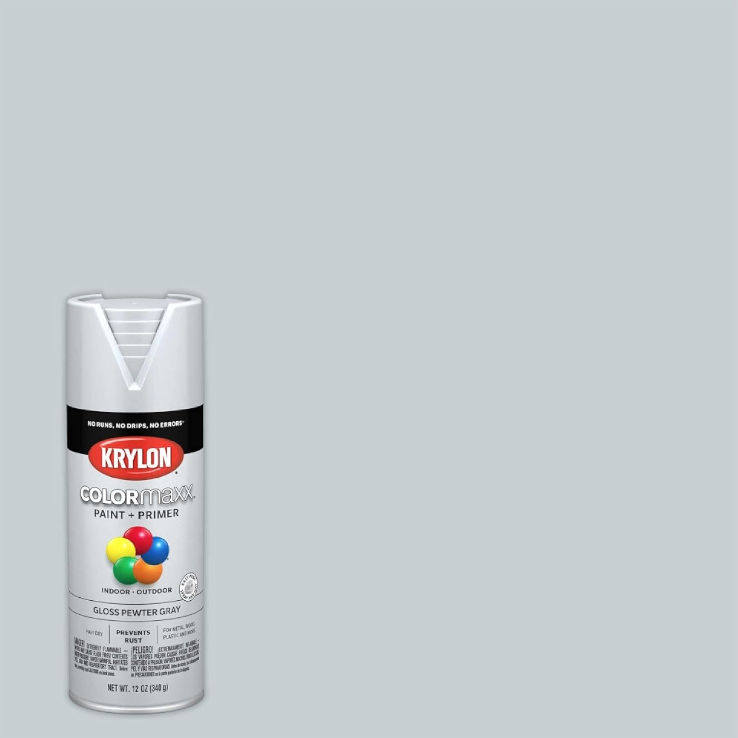 COLORmaxx Gloss Pewter Gray Spray Paint & Primer – 12 oz for Versatile Projects