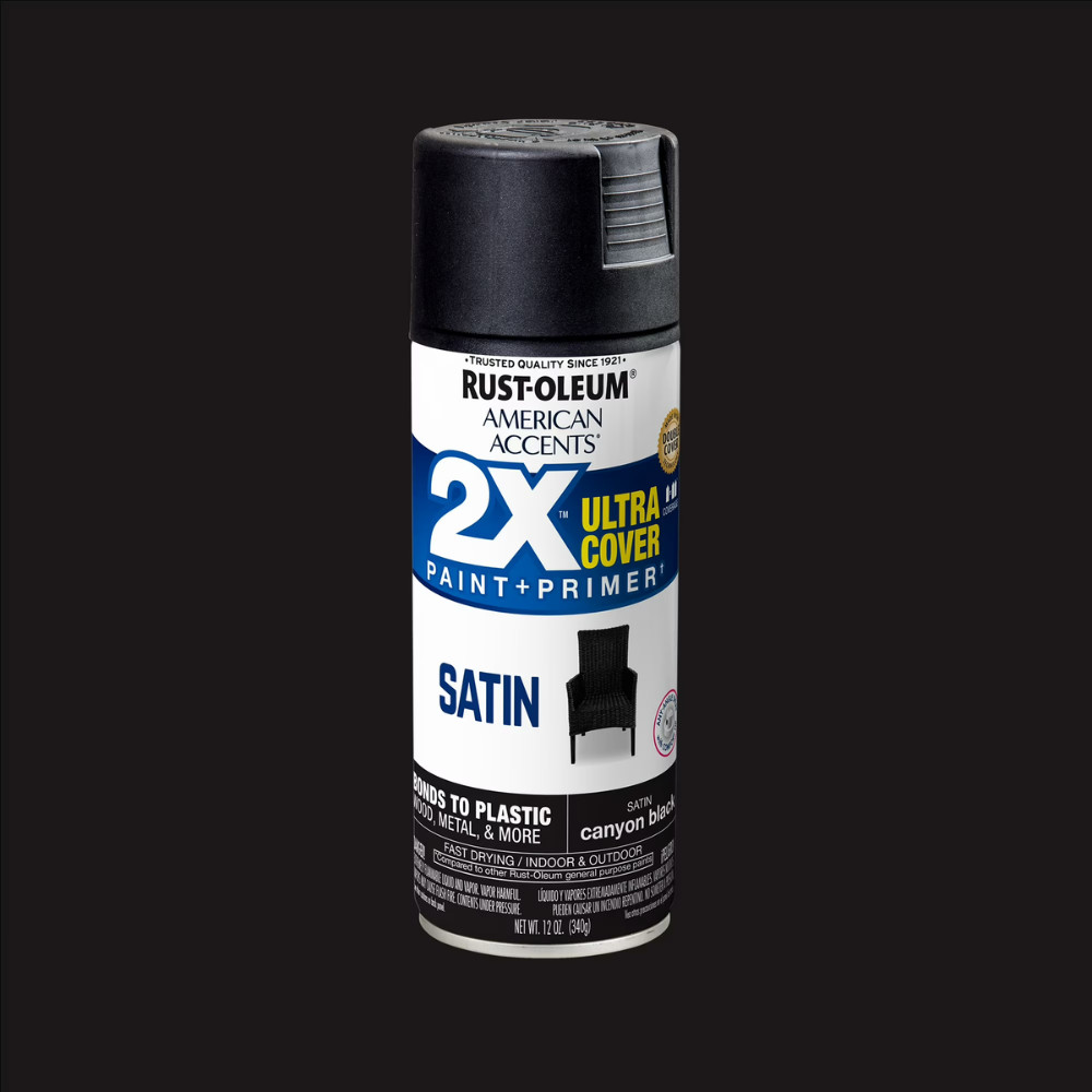 Rust-Oleum American Accents 2X Ultra Cover Satin Spray Paint, Canyon Black, 6 PK