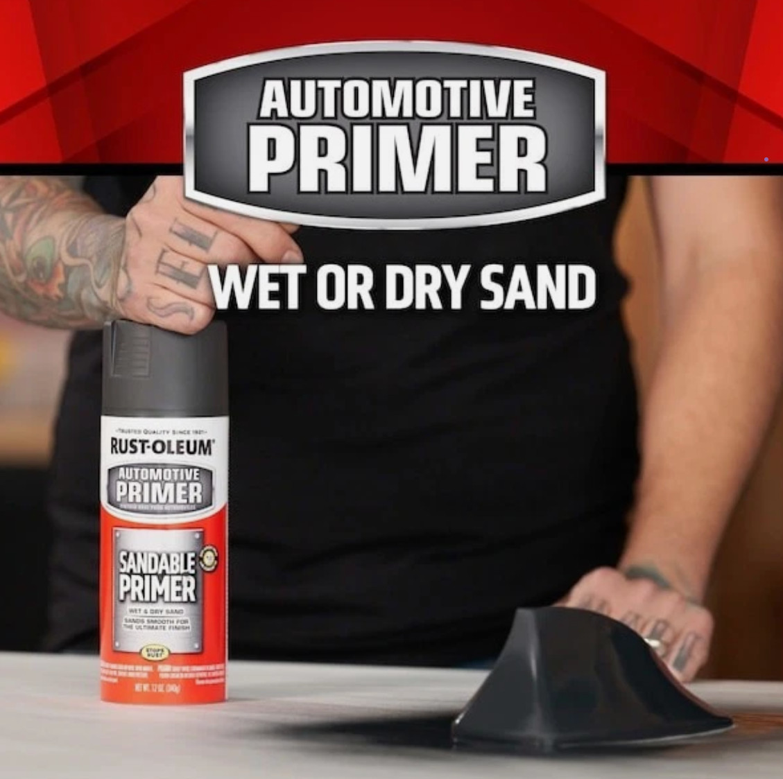 Rust-Oleum 249418 Automotive Sandable Primer Spray, Black, 12 Oz (6 Pack)