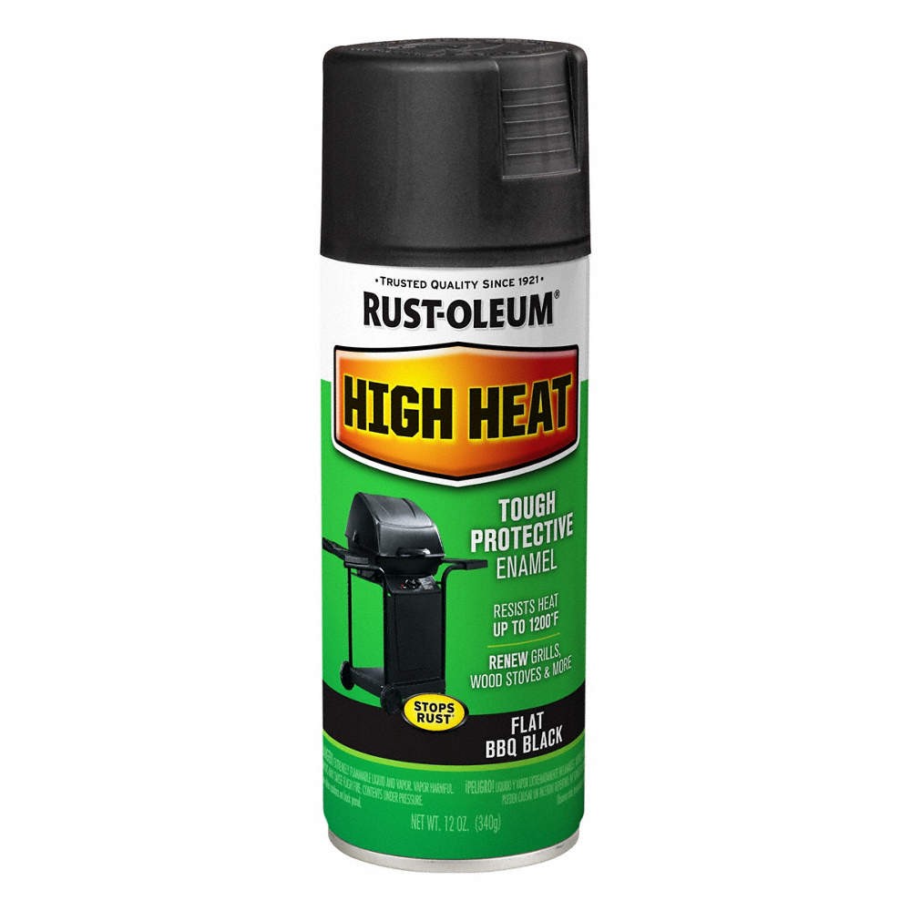RUST-OLEUM 7778830 Spray Paint, High Heat,Black,12 oz. 3KYU3