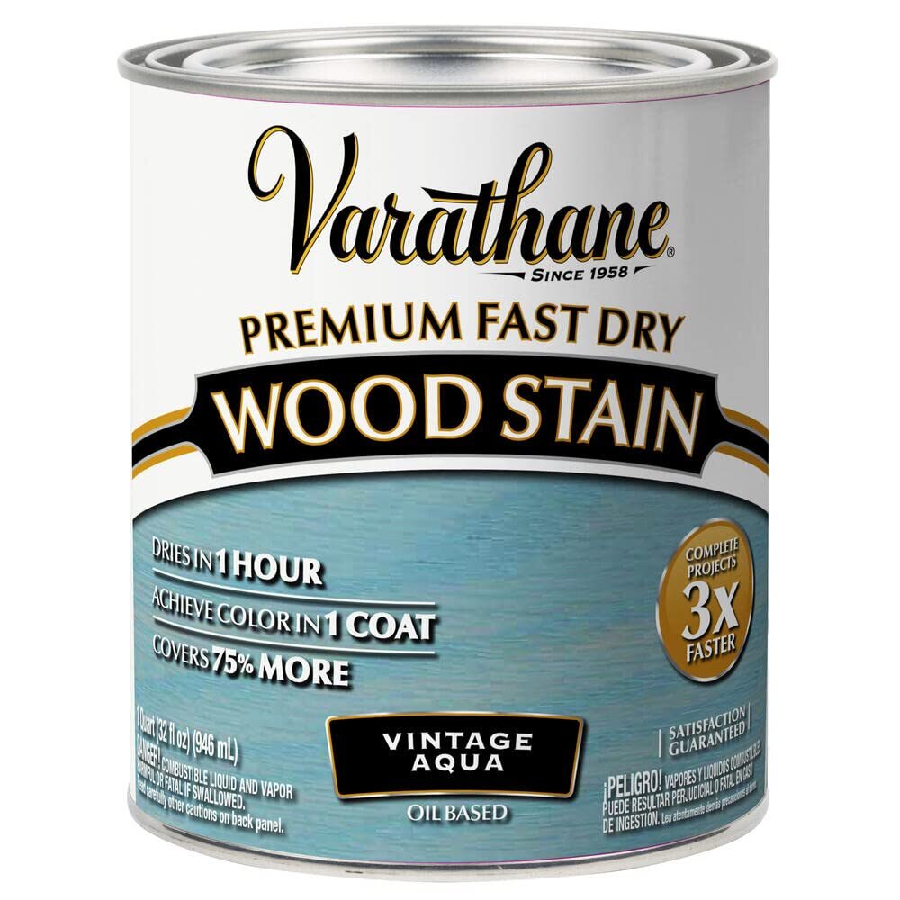 Varathane Premium Fast Dry Wood Stain Quart Vintage Aqua One Coat Coverage