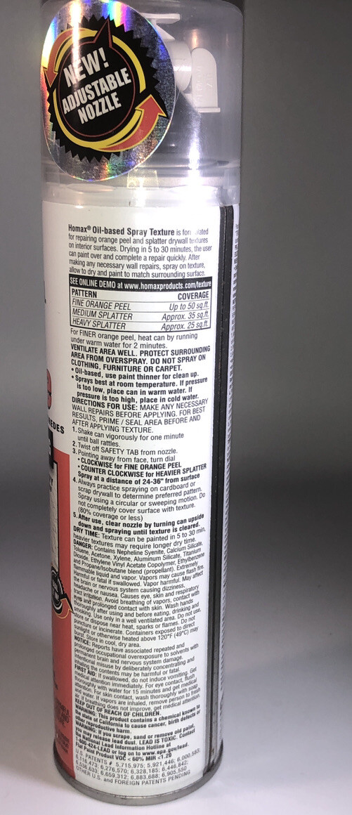 Homax 4050 Wall Textured Spray Patch,White, Orange Peel,10 Oz.-SHIP SAME BUS DAY