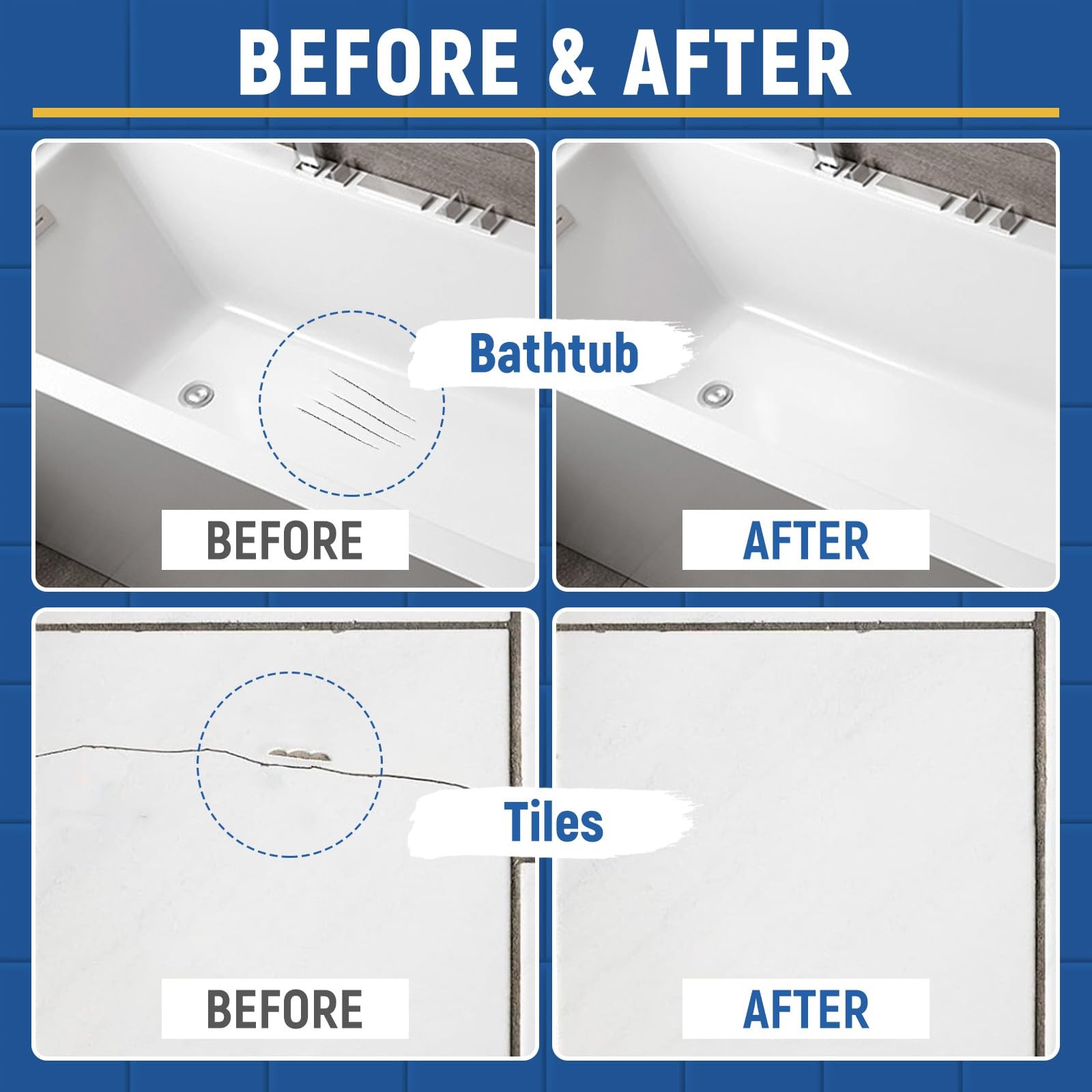 2Pack Tub and Tile Touch Up Paint Kit – 0.5 Fl Oz (Pack of 3), White