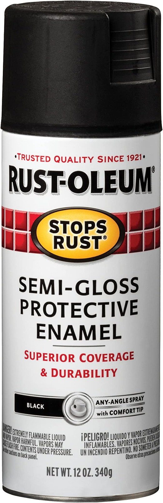 7798830 Stops Rust Protective Paint Spray, Semi-Gloss Black, 12 oz