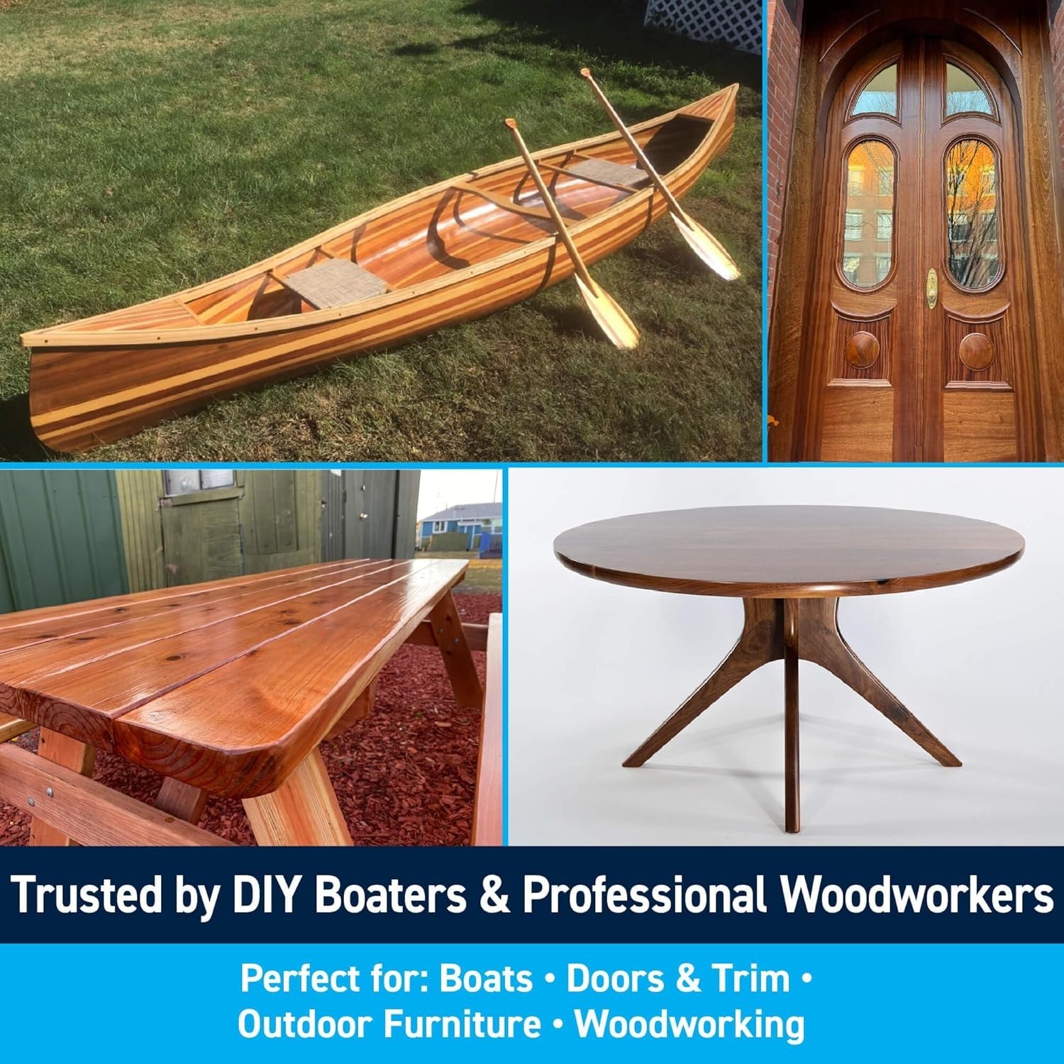 Gleam Marine Spar Varnish, Gloss and Satin Polyurethane Finish for Wood, Boat…