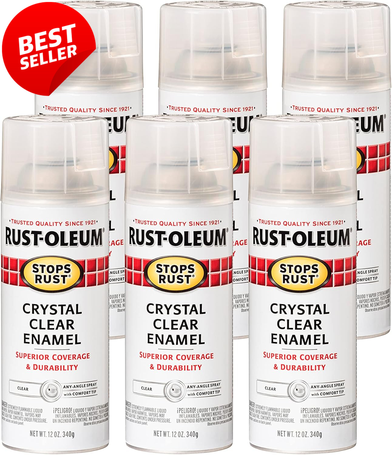 Stops Rust Spray Paint 12oz Gloss Crystal Clear 6 Pack Protective Finish – US