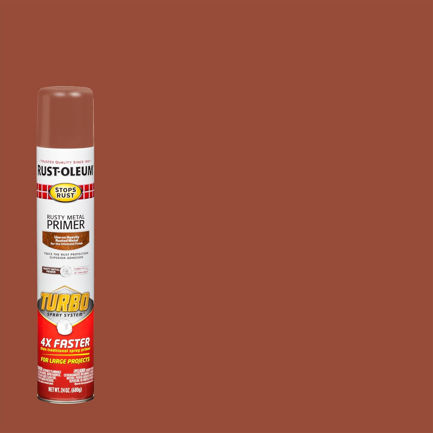 353346 Stops Rust Turbo Spray System Rusty Metal Primer Spray, 24 Oz, Flat Brown