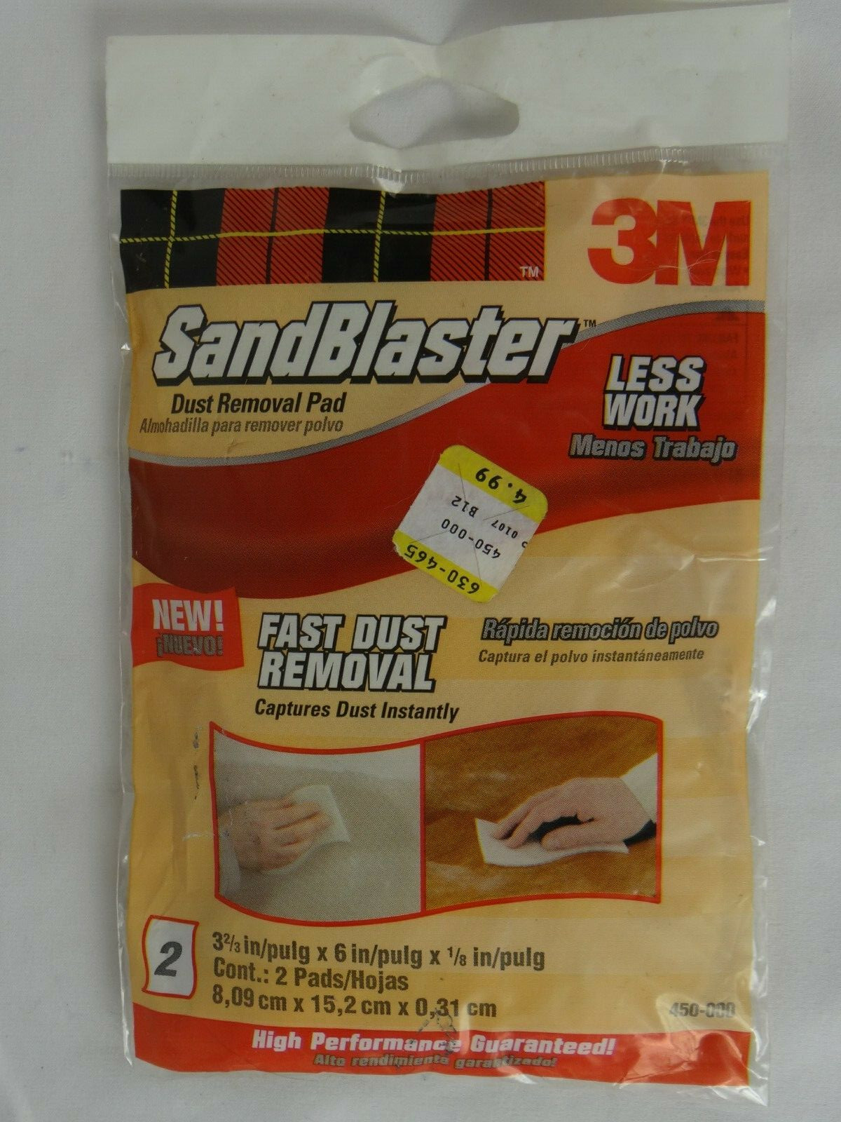 3M SandBlaster Dust Removal Pad 2 in Package, 450-000, 3 2/3″ x 6″ x 1/8″