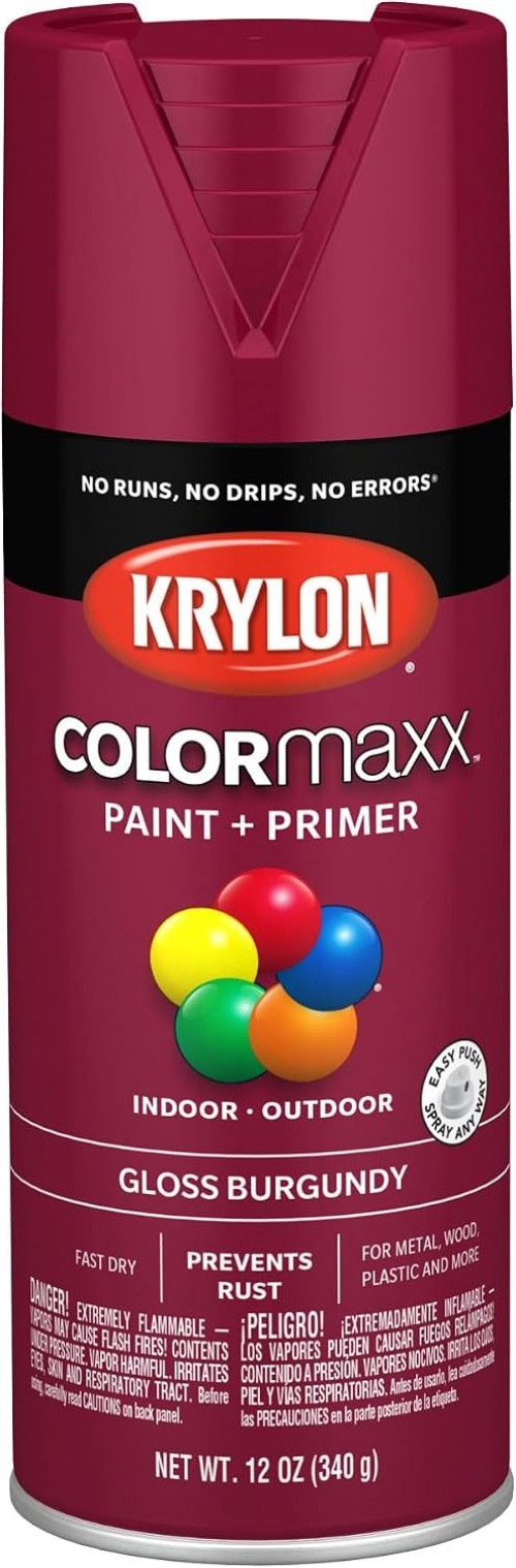 Gloss Burgundy Spray Paint, Fast-Drying Acrylic for Indoor and Outdoor Projects