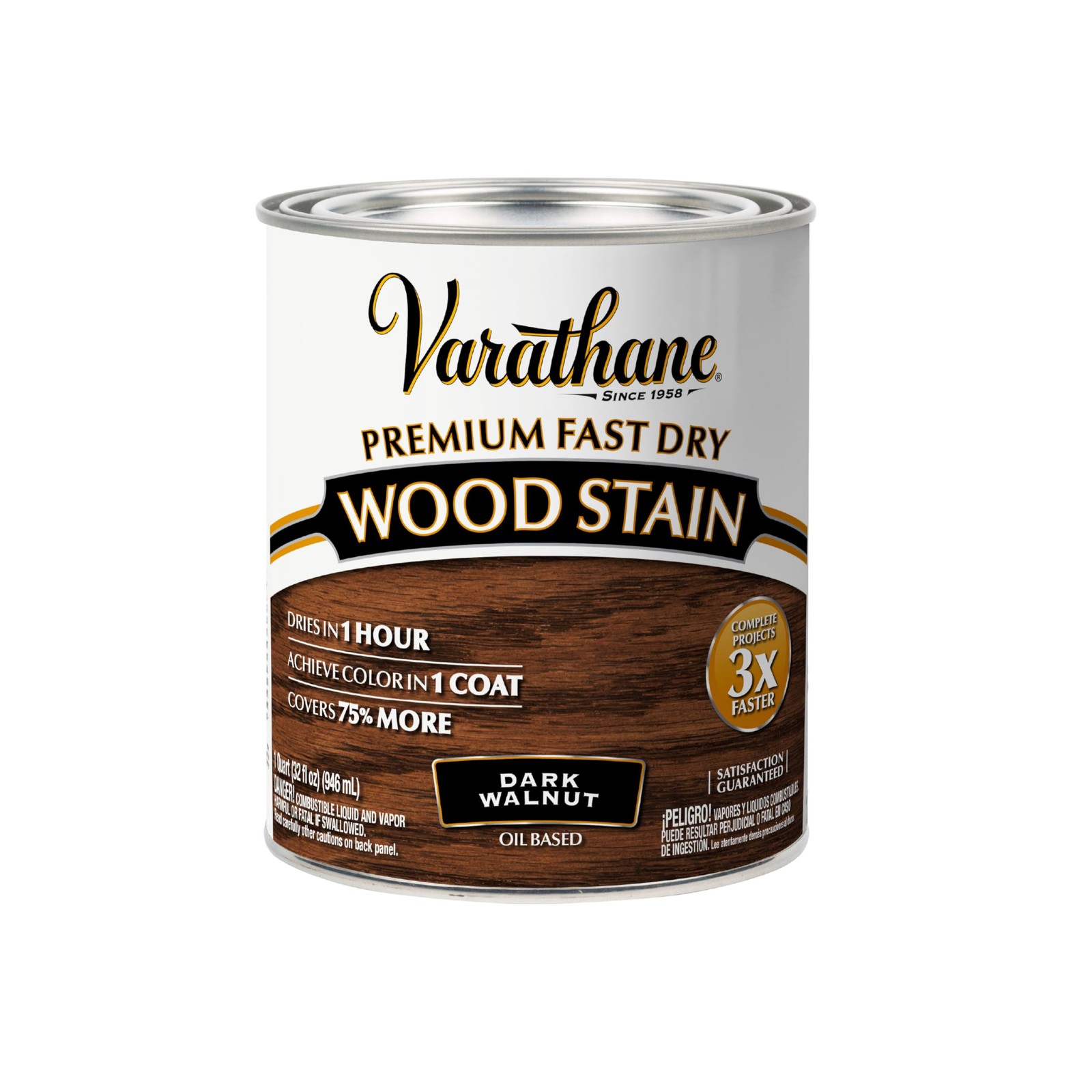 Fast Dry Wood Stain 1 Hour Time 1 Coat Interior Furniture Doors Quart Dark