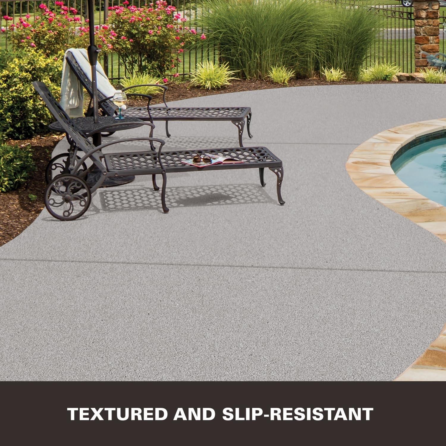 1 Gallon Decorative Concrete Coating – Slip-Resistant Gray with Speckled Finish