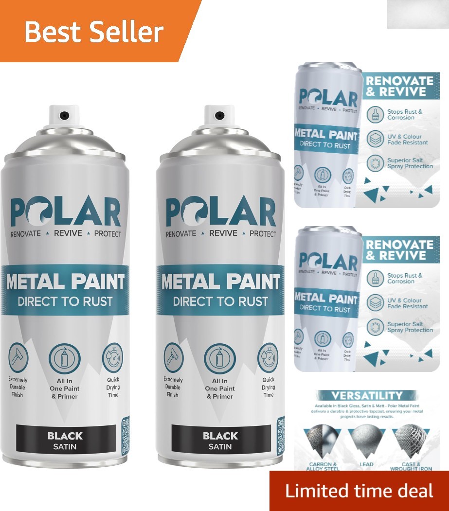 Corrosion-Resistant Satin Black Spray Paint – Direct to Rust, Quick Dry, 27 oz