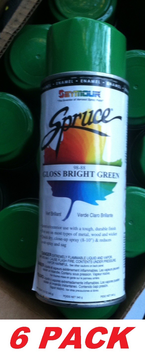 Spruce General Use Spray Paint Can 12 Oz. Gloss Bright Green (6 Cans)