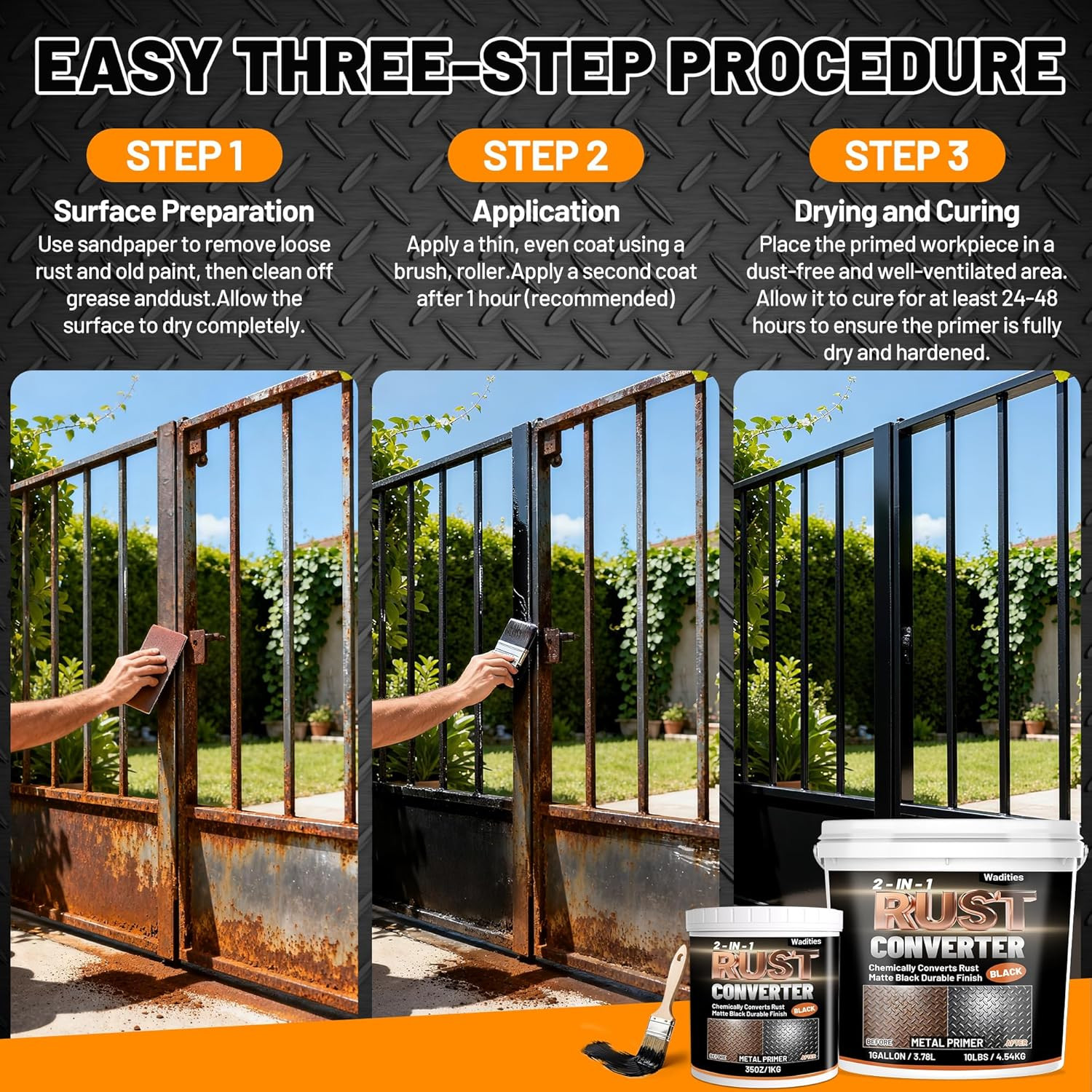 2-In-1 Rust Converter & Metal Primer, 1 Gallon Matte Black Rust Inhibitor Paint