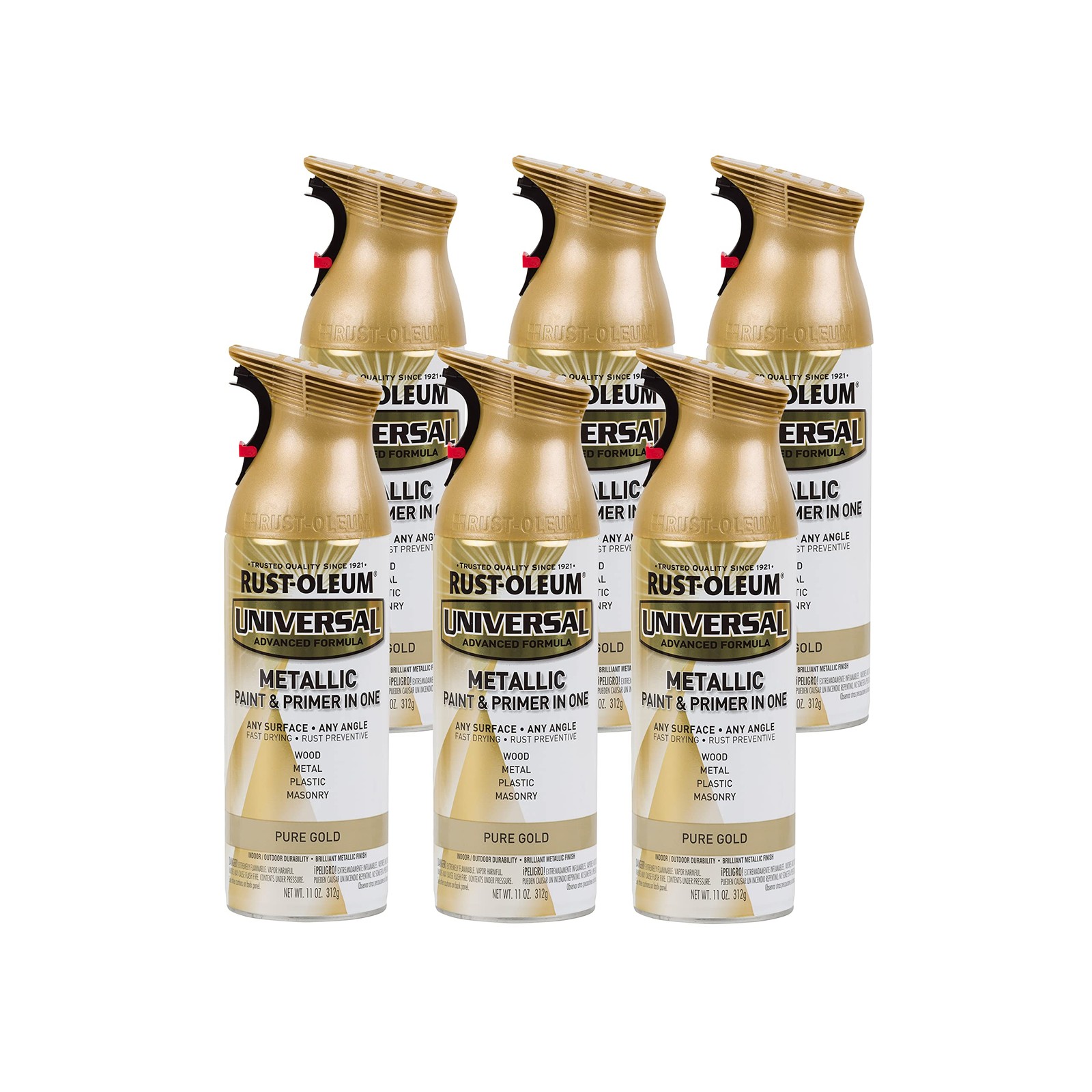 Rust Oleum Universal 11Oz Pack Of 6 Gold Paint All Surface Interior Exterior