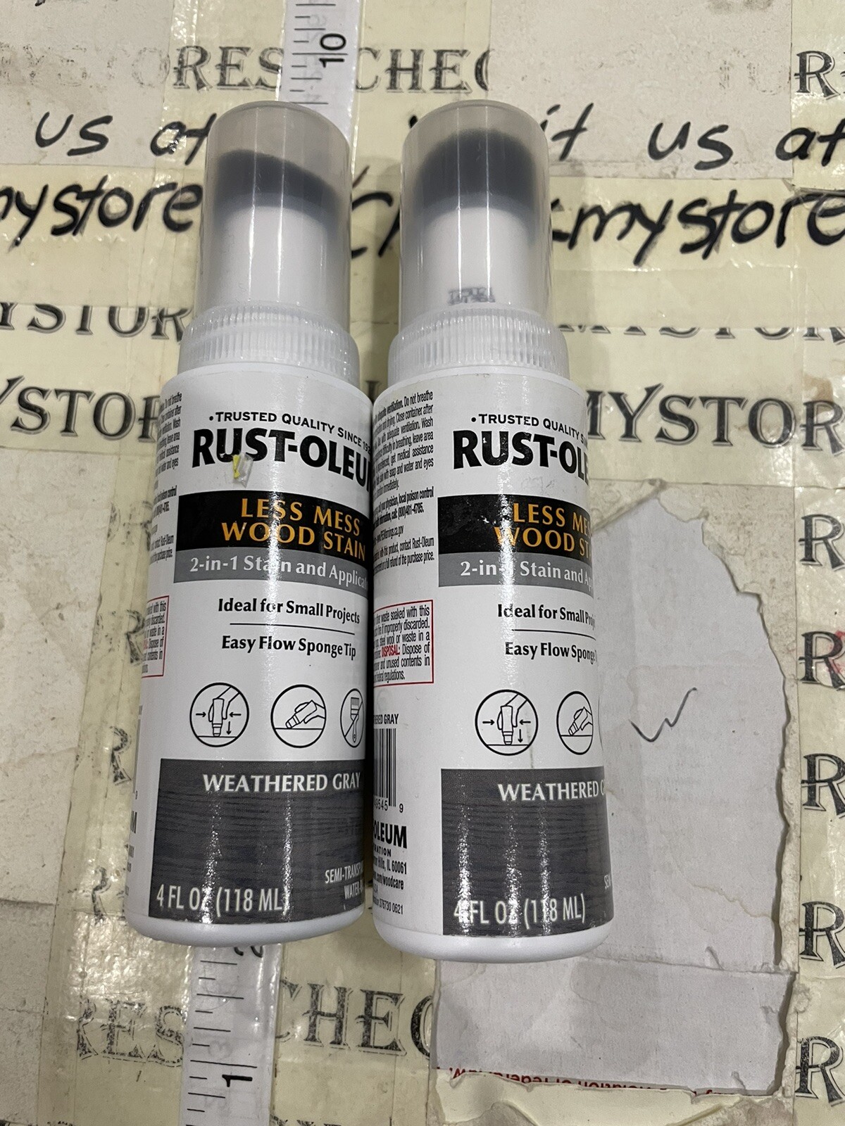 2X Rust-Oleum 2-in-1 Stain and Applicator Weathered Gray 4 Fl. Oz Sponge Tip