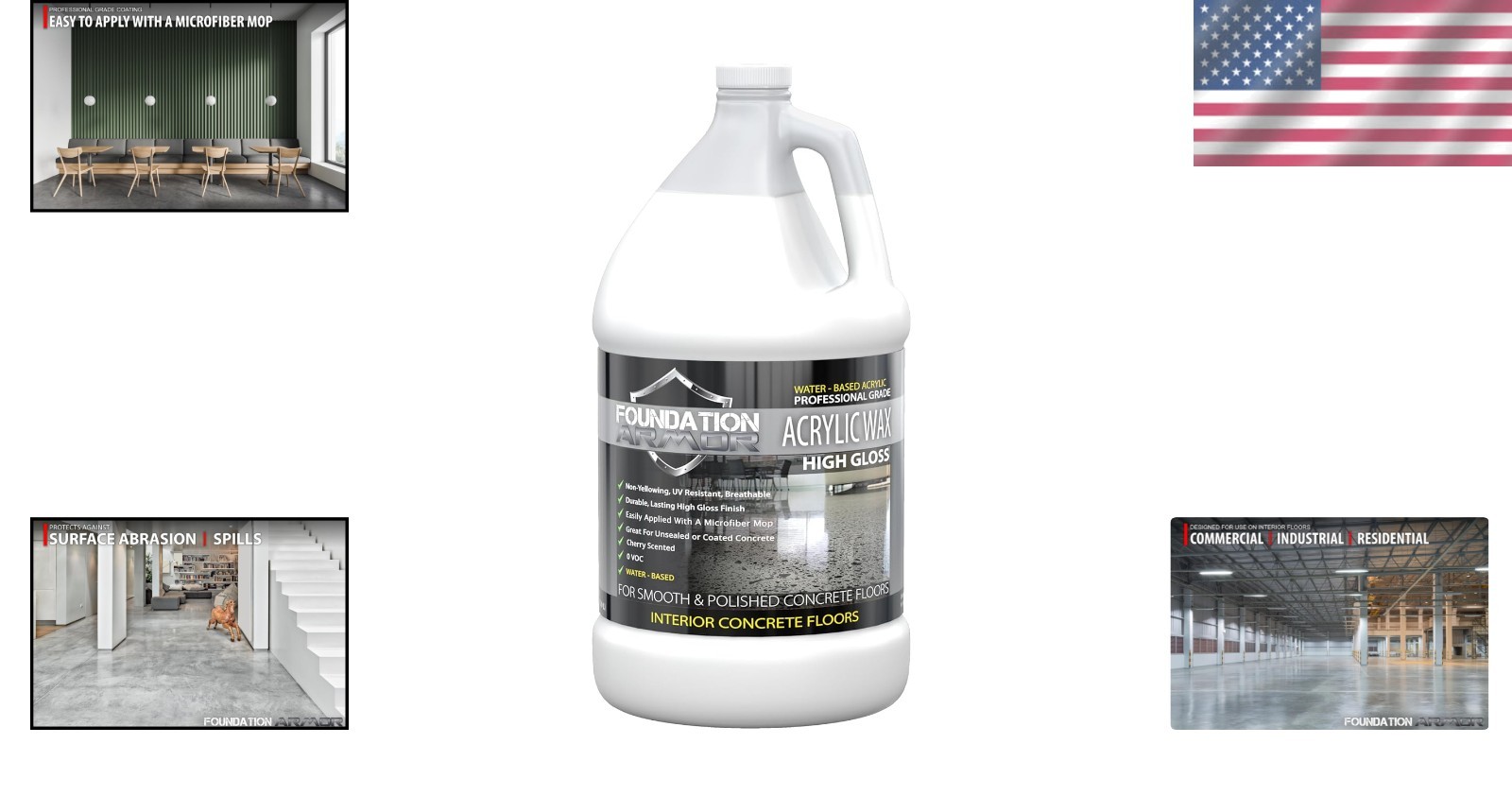 Armor High Gloss Concrete Floor Wax – Professional Grade 1 Gallon, Water-Based