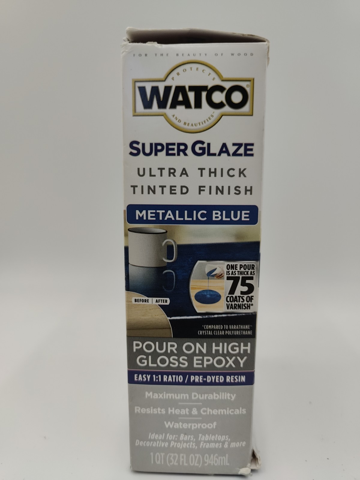 Rust-Oleum Watco- Super Glaze Pour On High Gloss Epoxy Met-Blue 1qt- BEST-PRICE