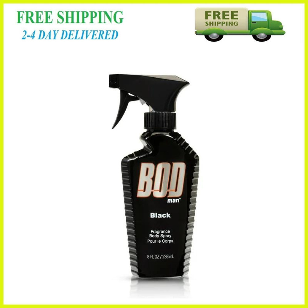 BOD Man Fragrance Body Spray, Black, 8 fl oz Fresh Free Shipping
