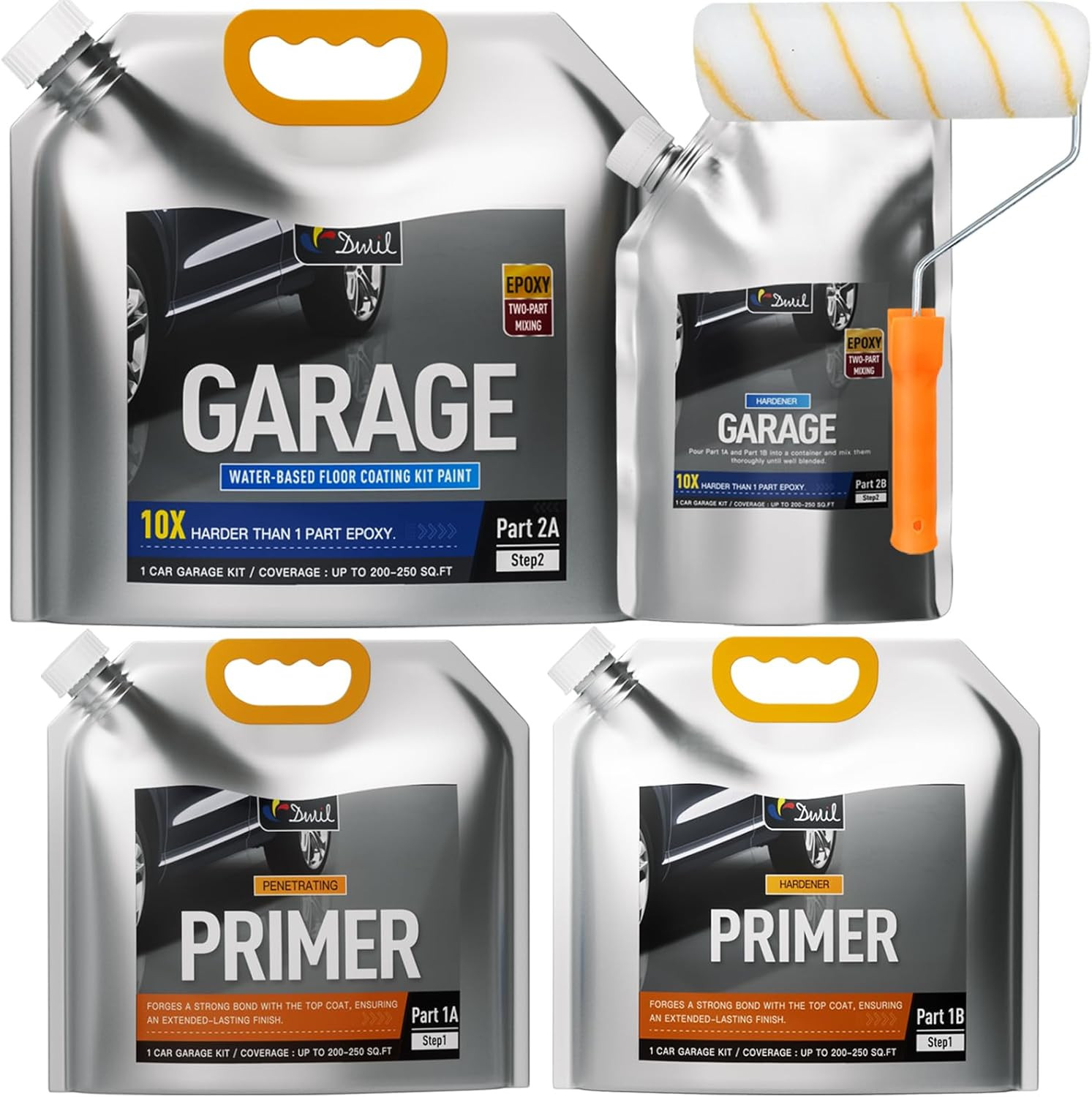Garage Floor Epoxy Kit, Water-Based Garage Floor Paint, High Gloss Epoxy Garage