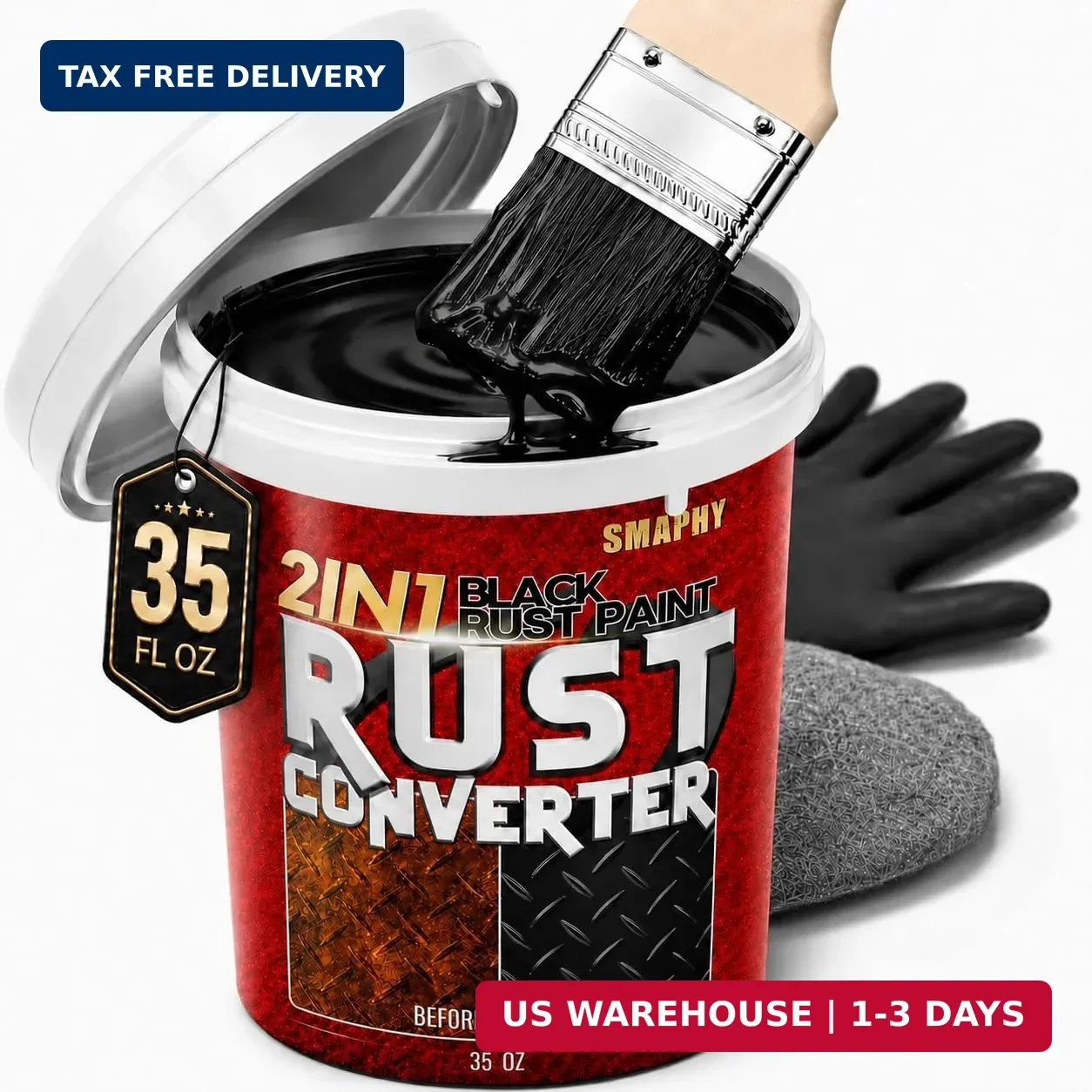 2-in-1 Rust Converter & Metal Primer, Reformer Paint Over Rust for Frame – 35 oz