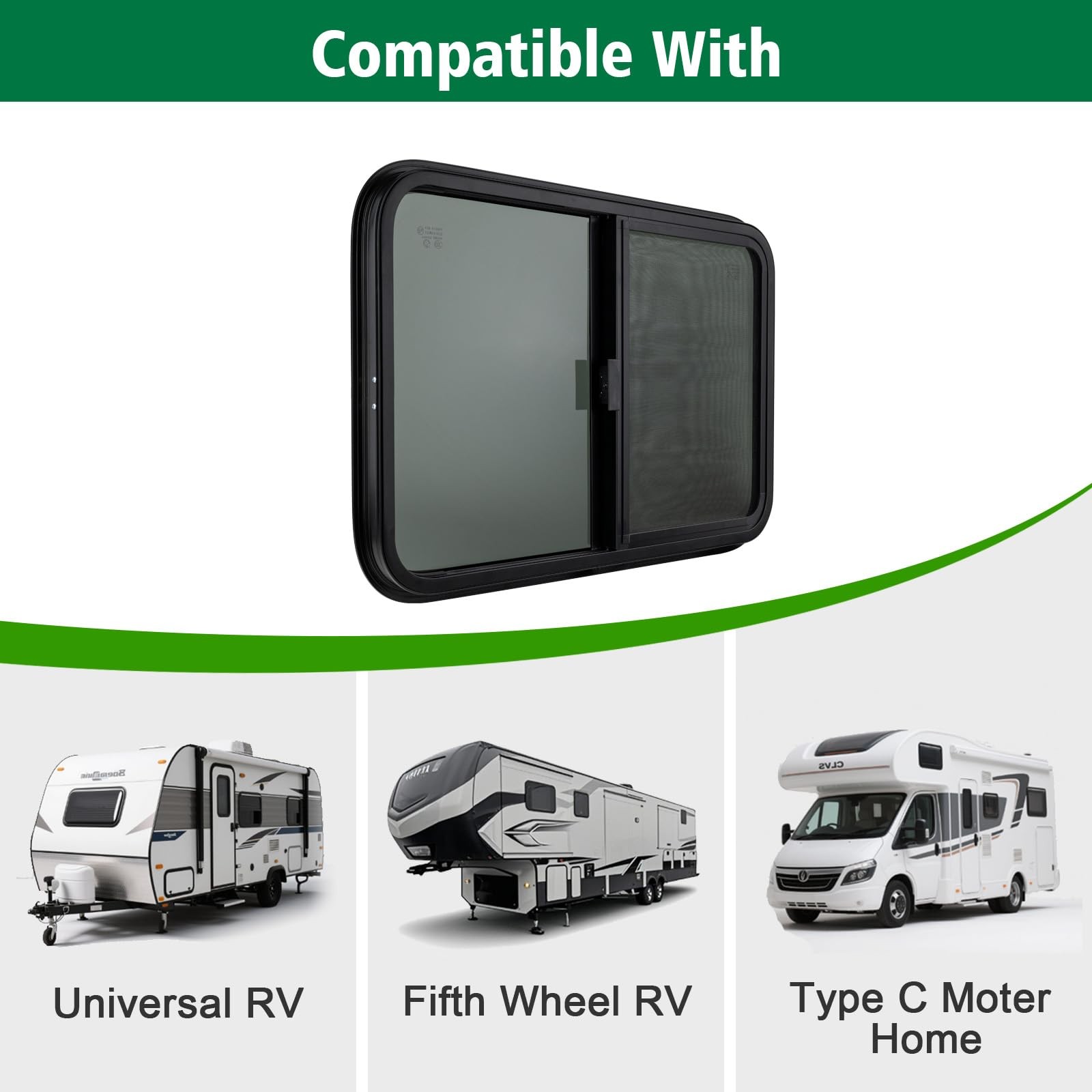 Dulepax Horizontal Rv Window 30 W X 24 H Tinted Slide Trailer Window Tempered