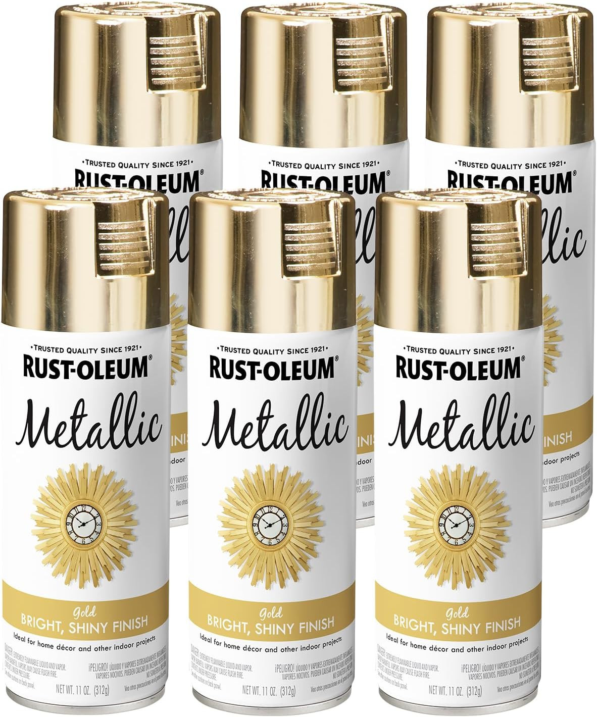 340647-6PK Specialty Metallic Spray, 11 Oz, Gold, 6 Pack