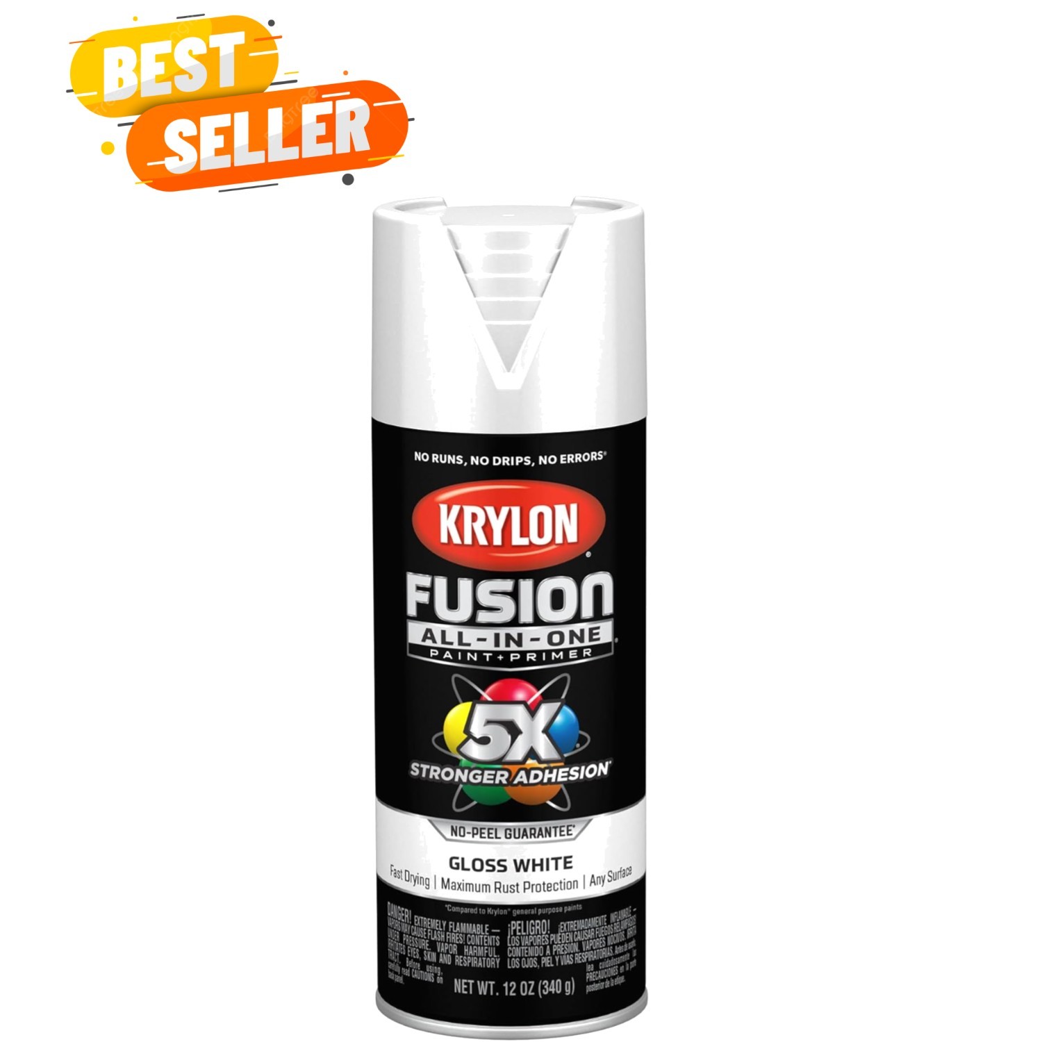 Fusion All-In-One Adhesive Spray Paint for Indoor/Outdoor Use, 12 oz, White