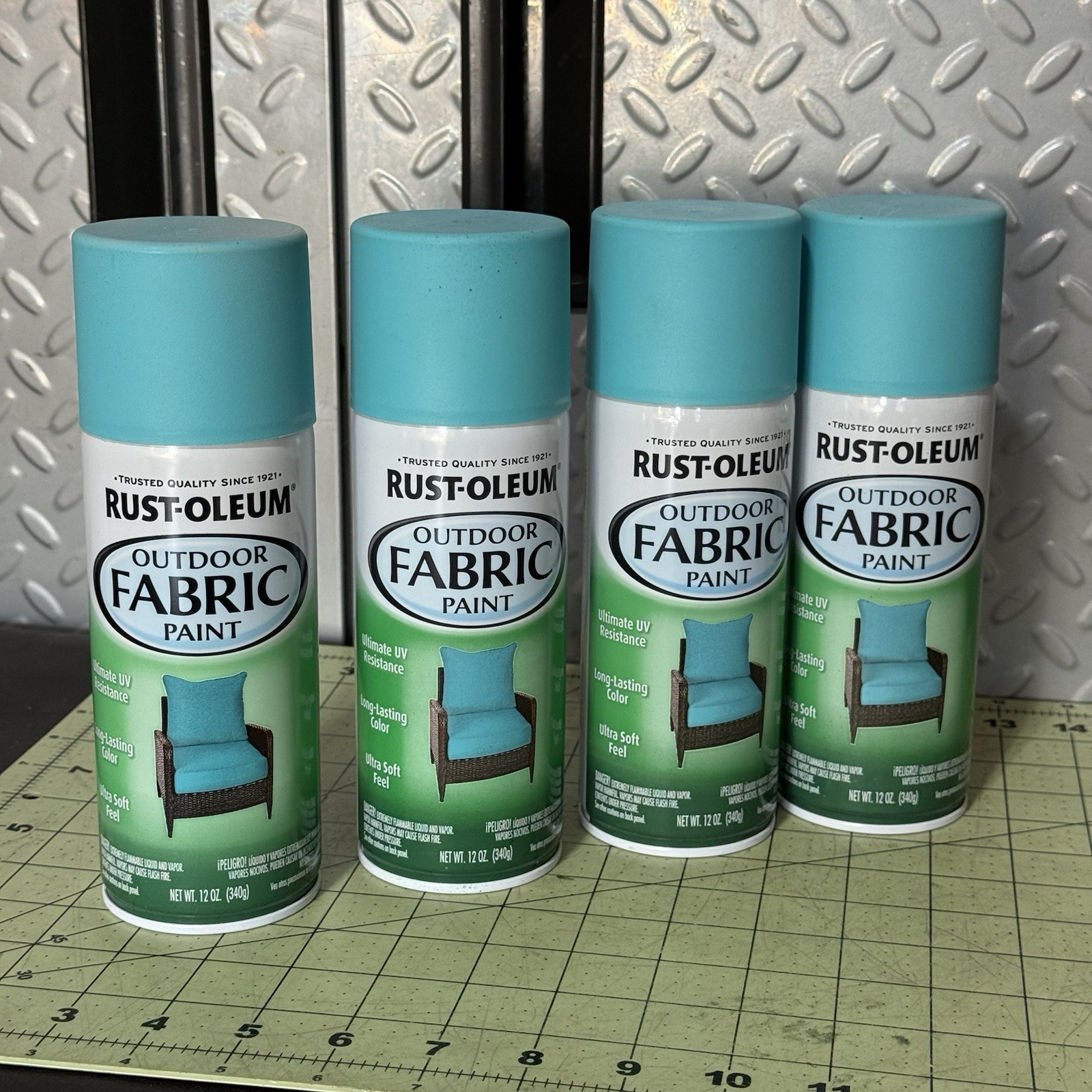 Rustoleum TURQUOISE 12oz Outdoor Fabric Spray Paint UV Resistant Lot Of 4 Cans
