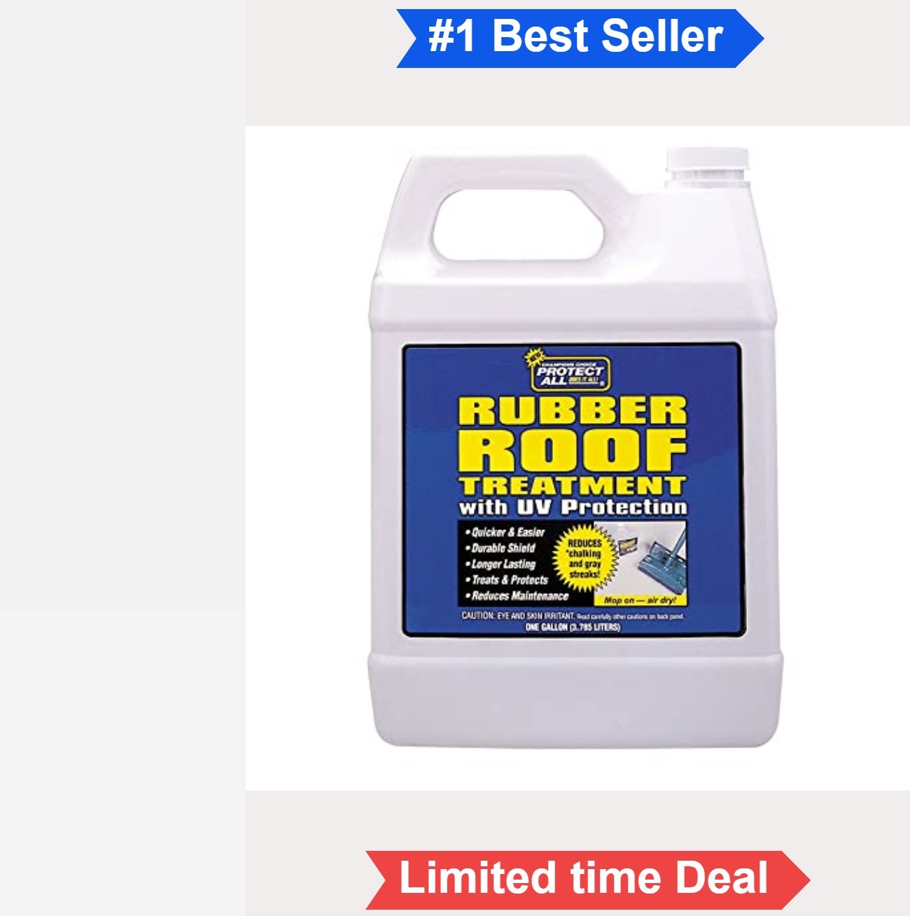 RV Rubber Roof Treatment 1 Gallon Anti-Static Dirt Repelling UV Protectant for