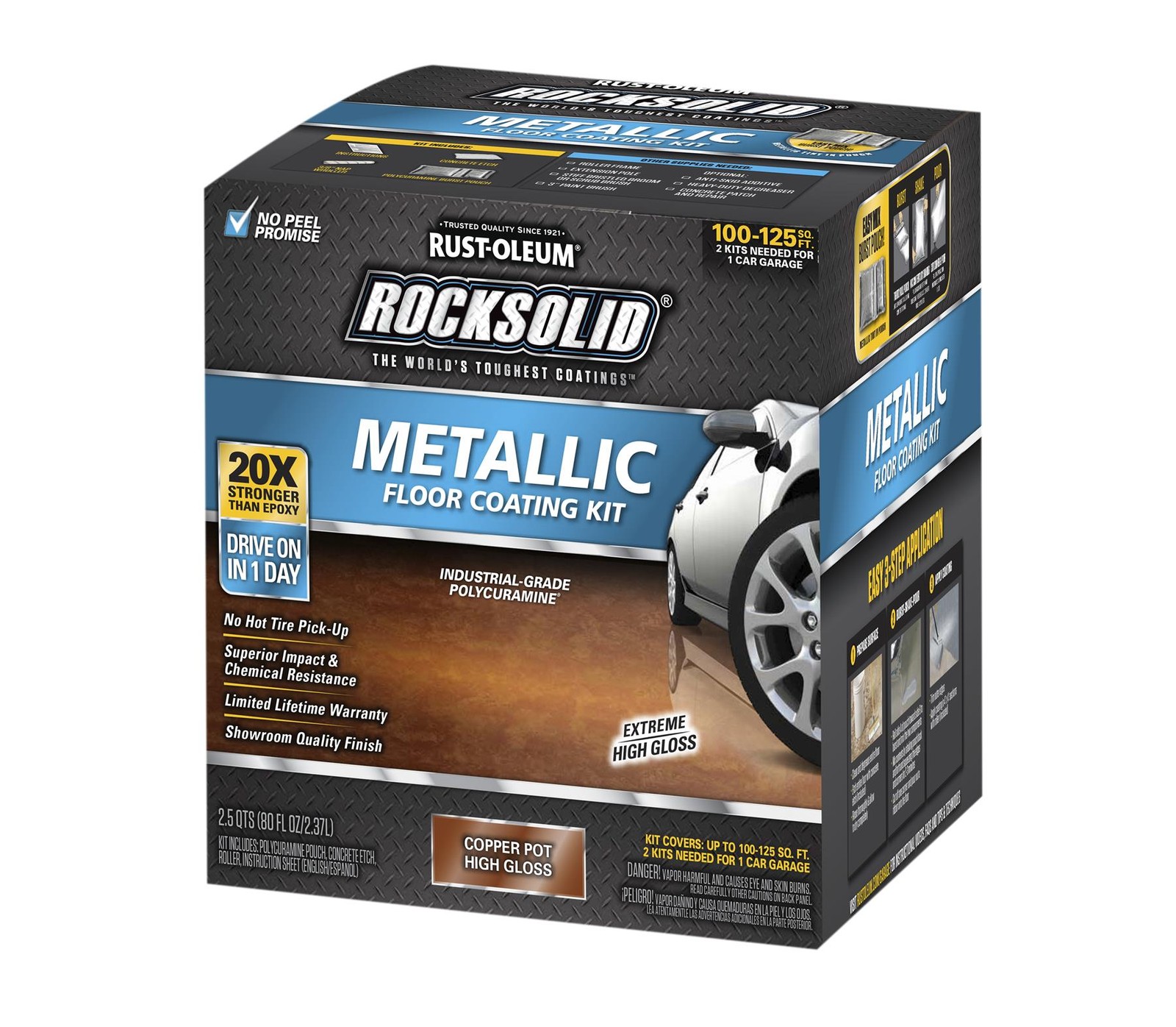 RockSolid Metallic Floor Coating Kit, Copper Pot, High Gloss, 80 Oz – 286894