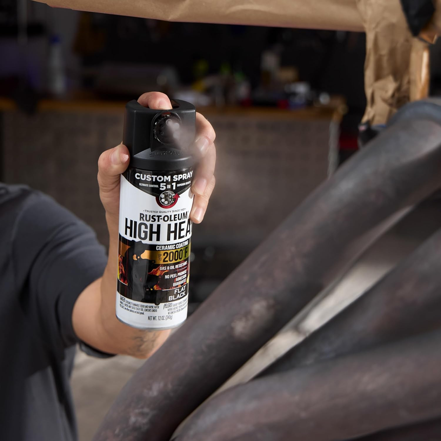 Rust-Oleum Automotive High Heat Spray Paint 12 oz Flat Black 5-in-1