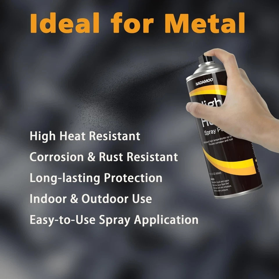 NADAMOO High Heat Spray Paint for Metal, Matte 12.5 Ounce (Pack of 1), Black