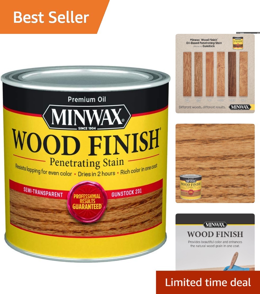 Gunstock Wood Finish Stain – 1/2 Pint Oil-Based for Rich Interior Wood Projects