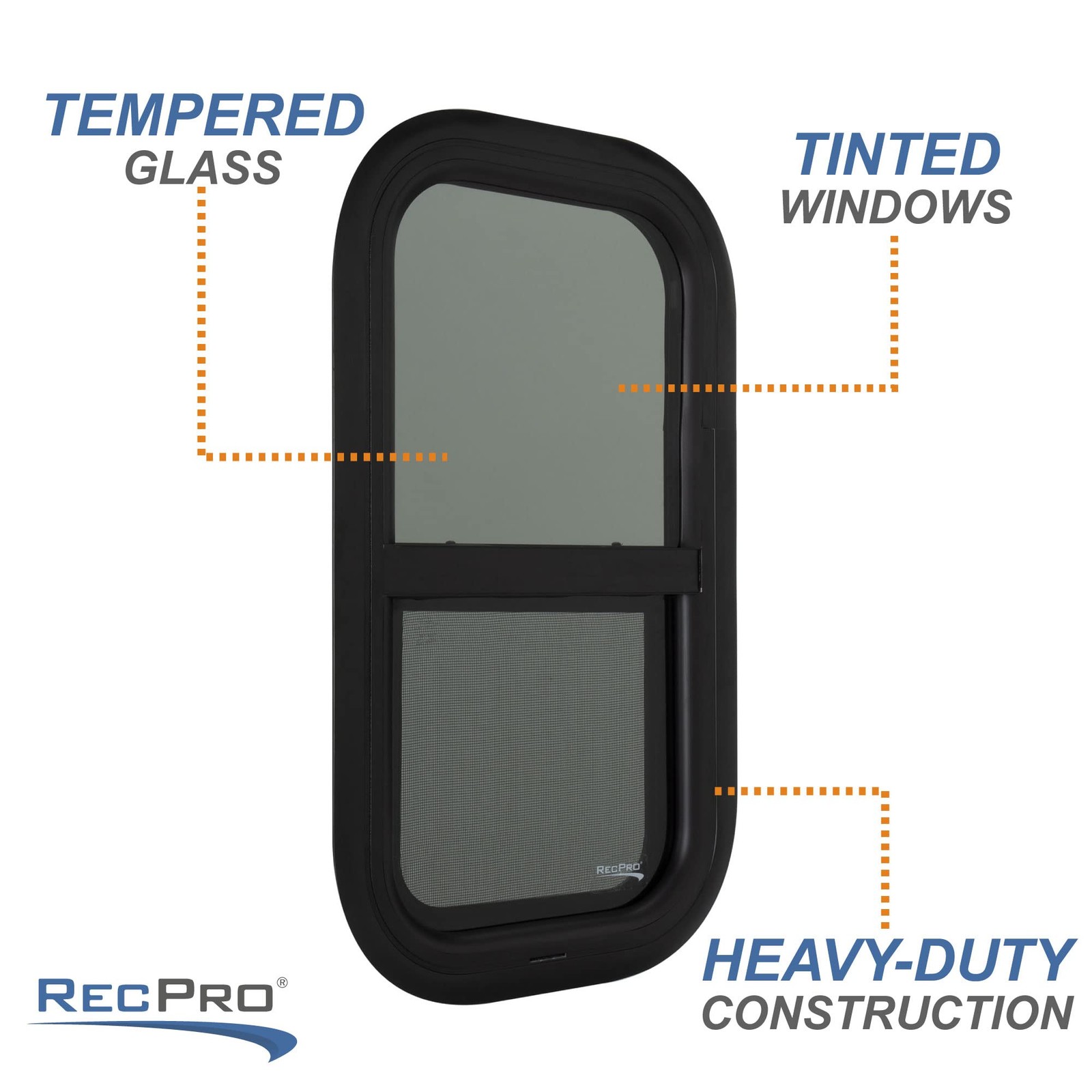 Recpro Rv Window 12W X 22H Teardrop Style Vertical Sliding Rv Window