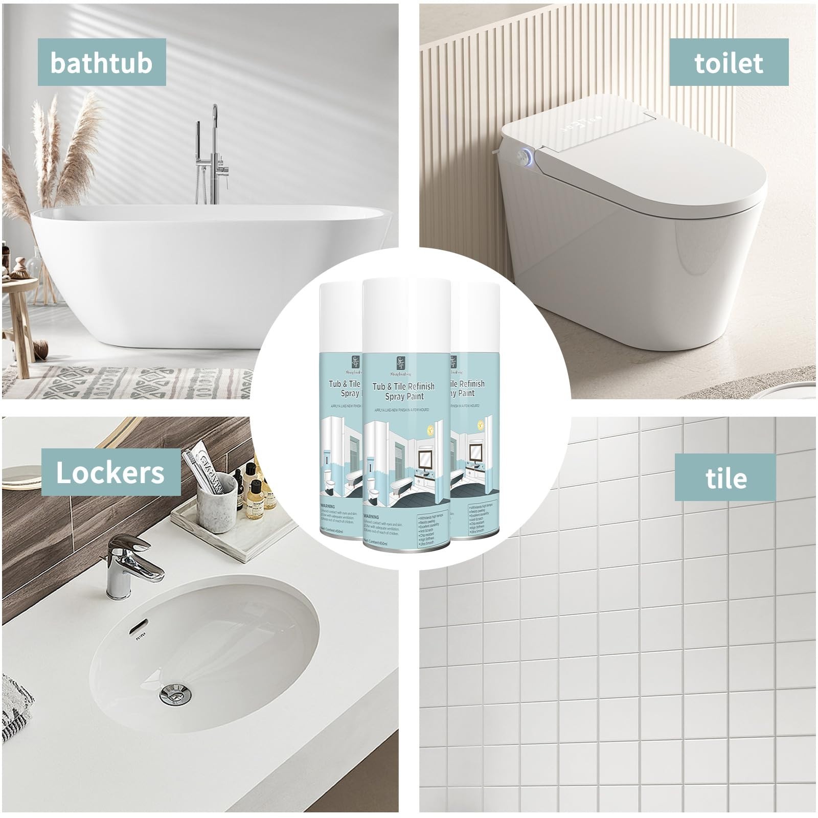 Black Bathtub and Tile Refinishing Spray Paint Kit, 450ml (2 Pack), tub and tile