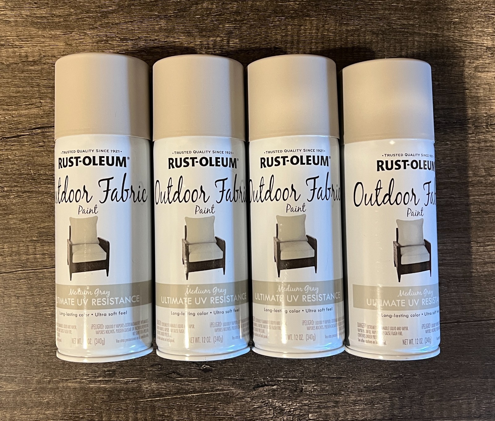 4x Rust-Oleum Outdoor Fabric Spray Paint MEDIUM GREY Ultimate UV Resistance 🔥