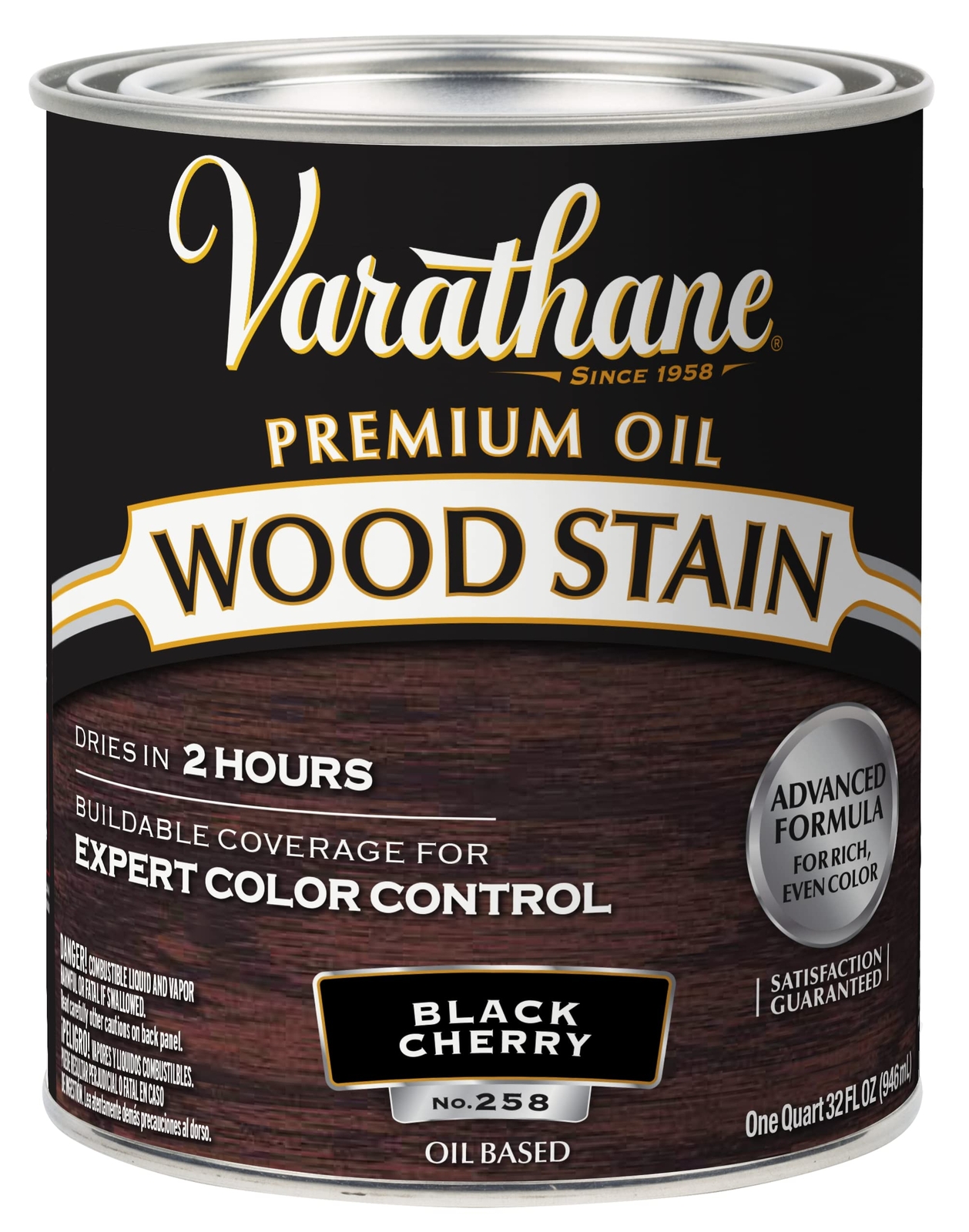 Varathane Premium Wood Stain Quart Black Cherry Rich Color for Interior Wood