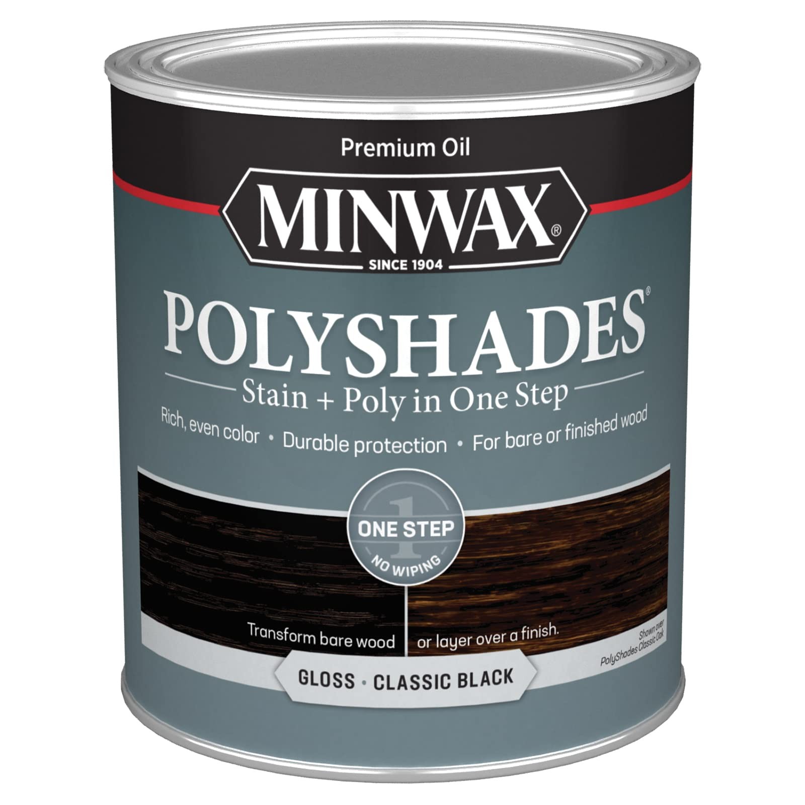 Minwax PolyShades Classic Black Wood Stain and Polyurethane Finish 1 Quart