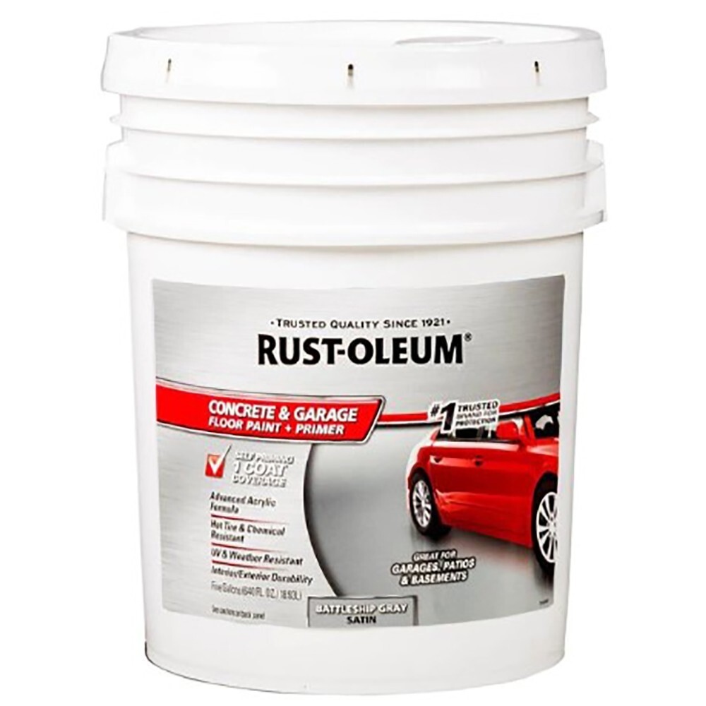 Rust-Oleum 320172 Concrete & Garage Floor Paint + Pimer Satin Battleship Gray 5