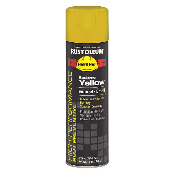 Rust Preventative Spray Paint, Equipment Yellow, Gloss, 15 o V2148838