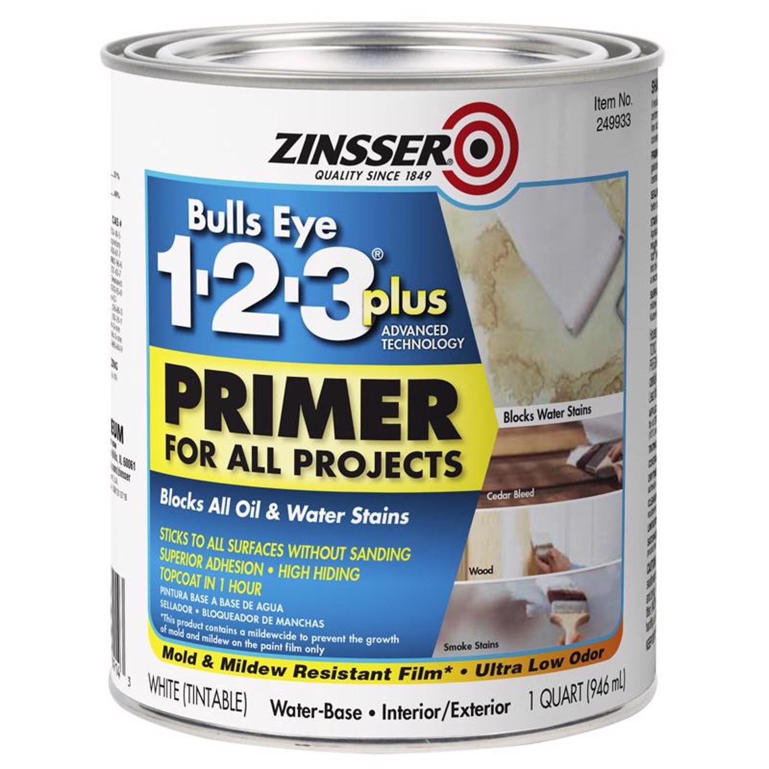 Zinsser 249933 White Acrylic Water-Based All Surface Primer 1 qt. (Pack of 6)