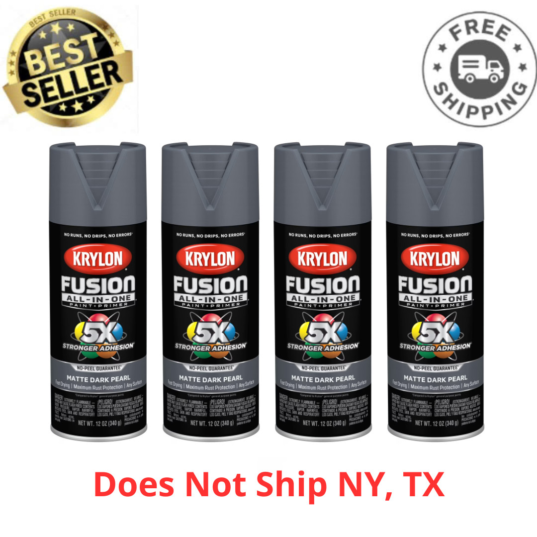 4 PK Krylon Fusion All-In-One Spray Paint Matte Dark Pearl, 12 oz, Rust Protect