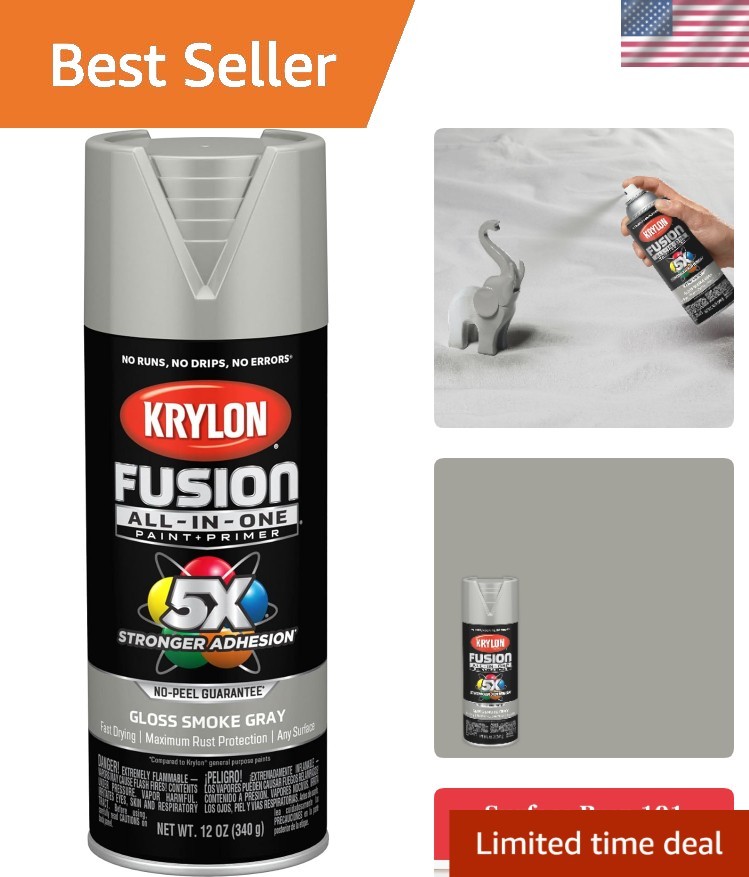 12 oz Fusion Spray Paint – Gloss Smoke Gray, Adhesion for All Surfaces