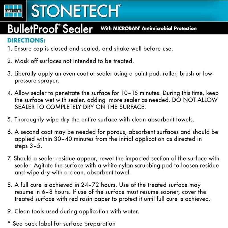 Water Based Professional Stone Sealer Maximum Stain Protection Interior Exterior